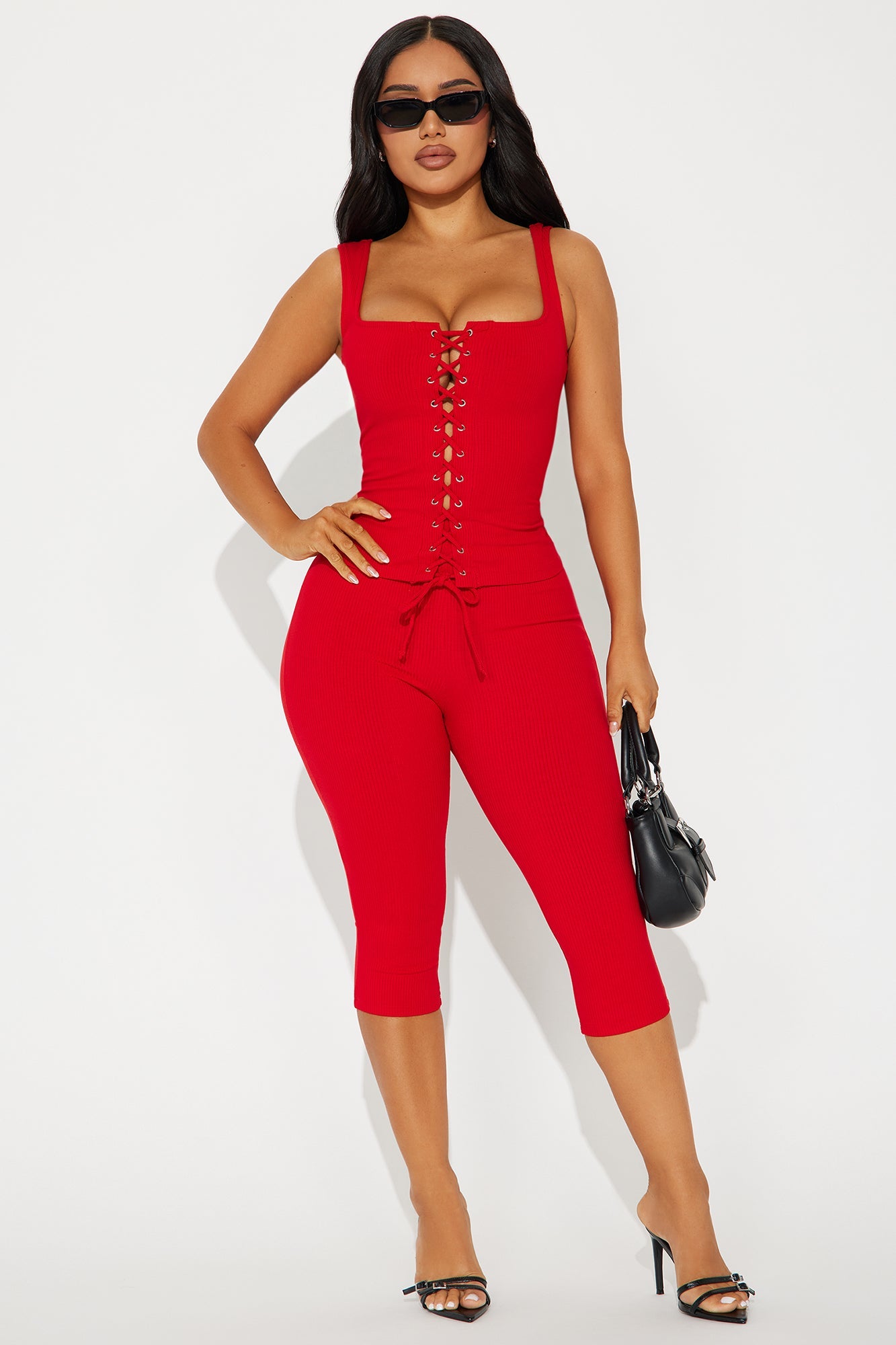 Carina Snatched Pant Set - Red