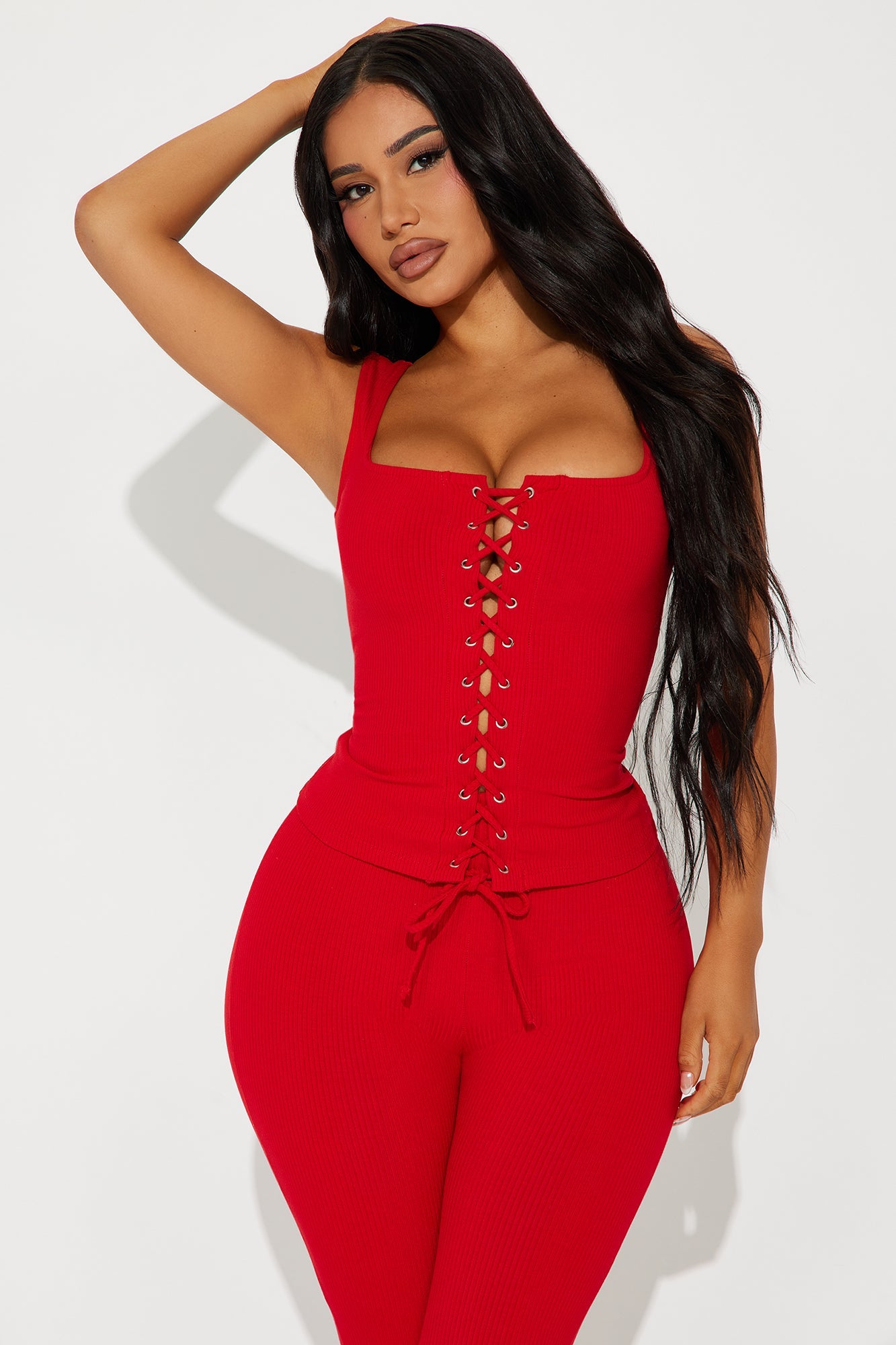 Carina Snatched Pant Set - Red