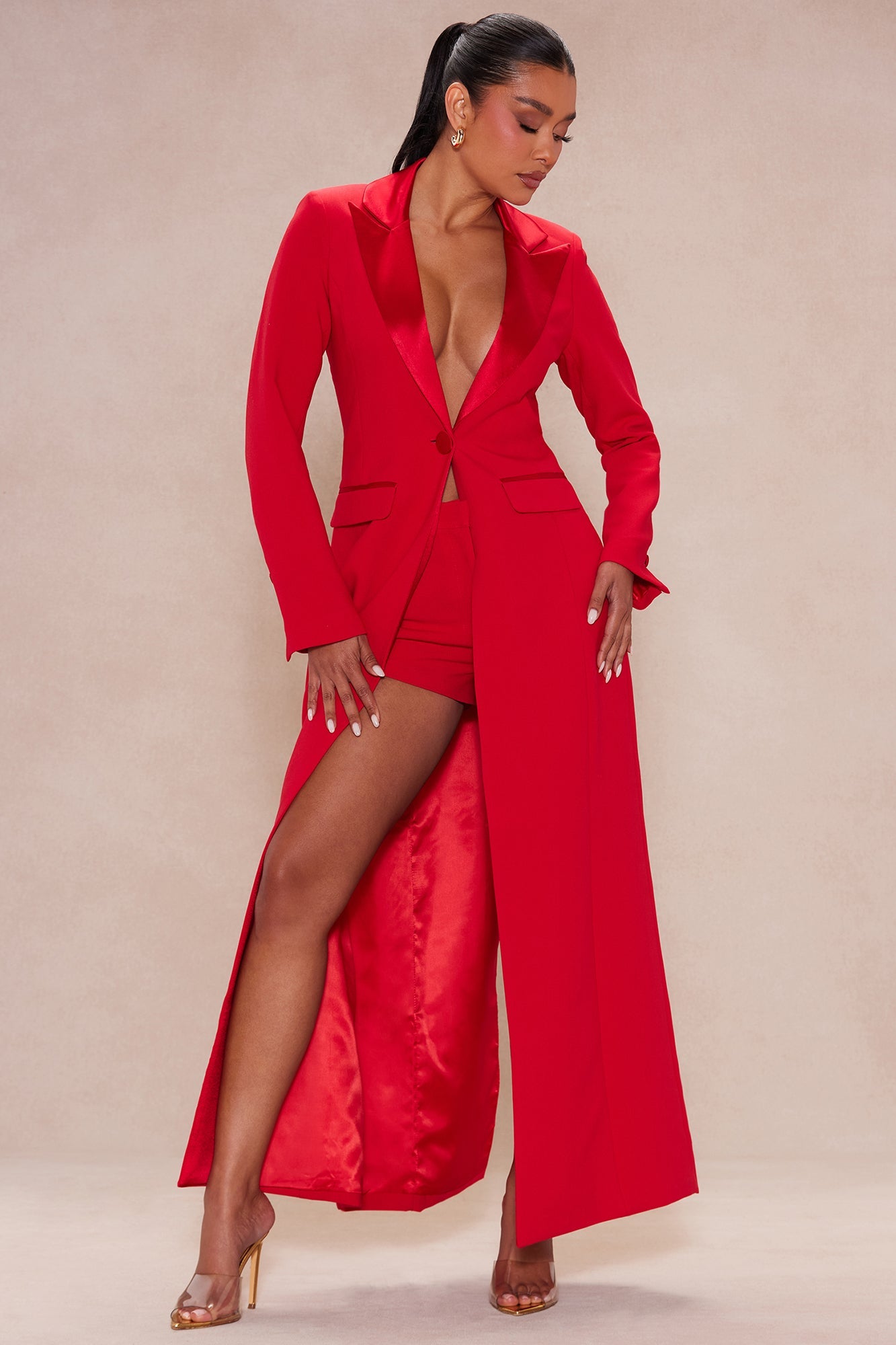 Margo Maxi Blazer Short Suit Set - Red