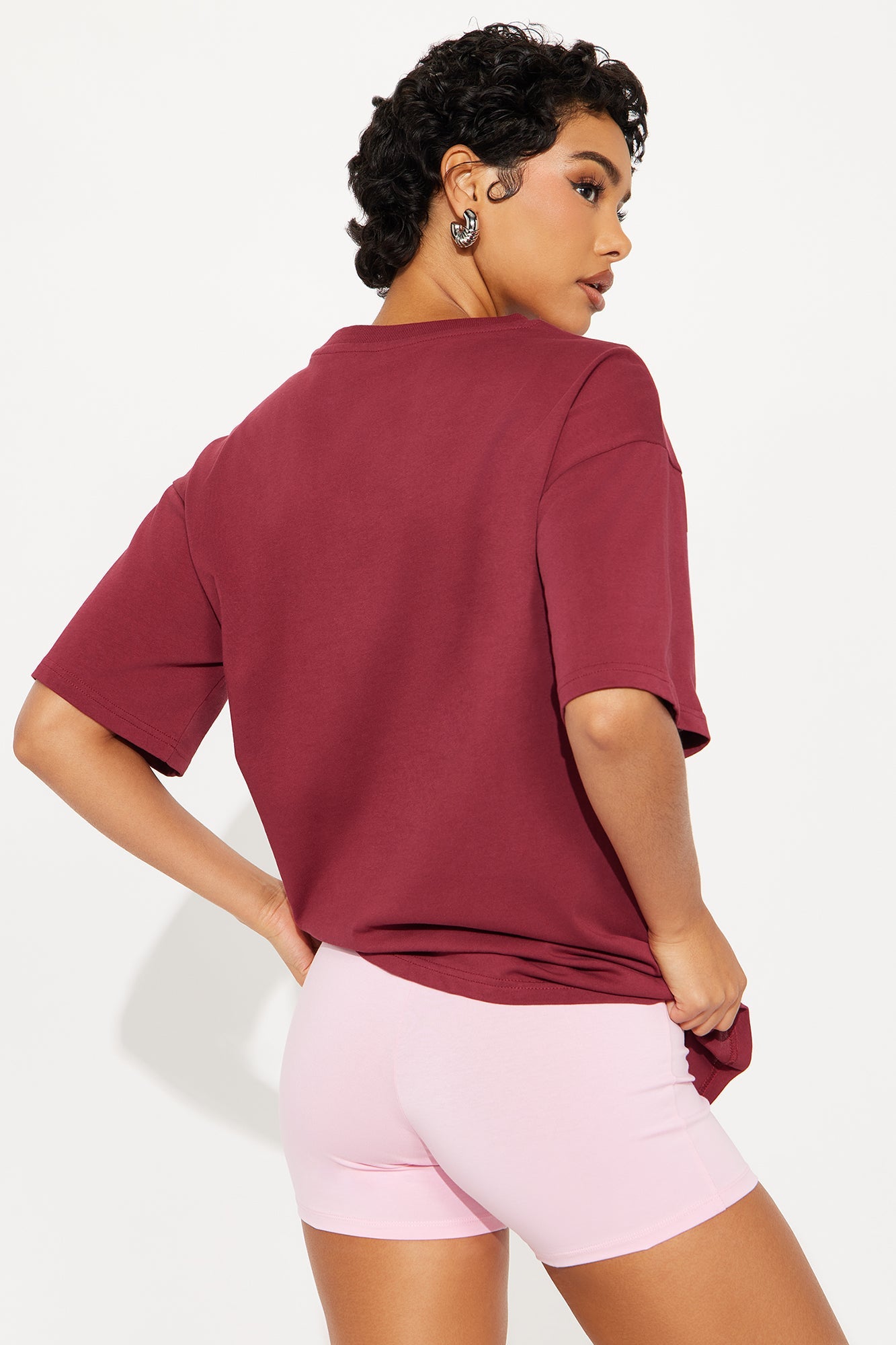 Off Duty Biker Short Set - Burgundy/combo