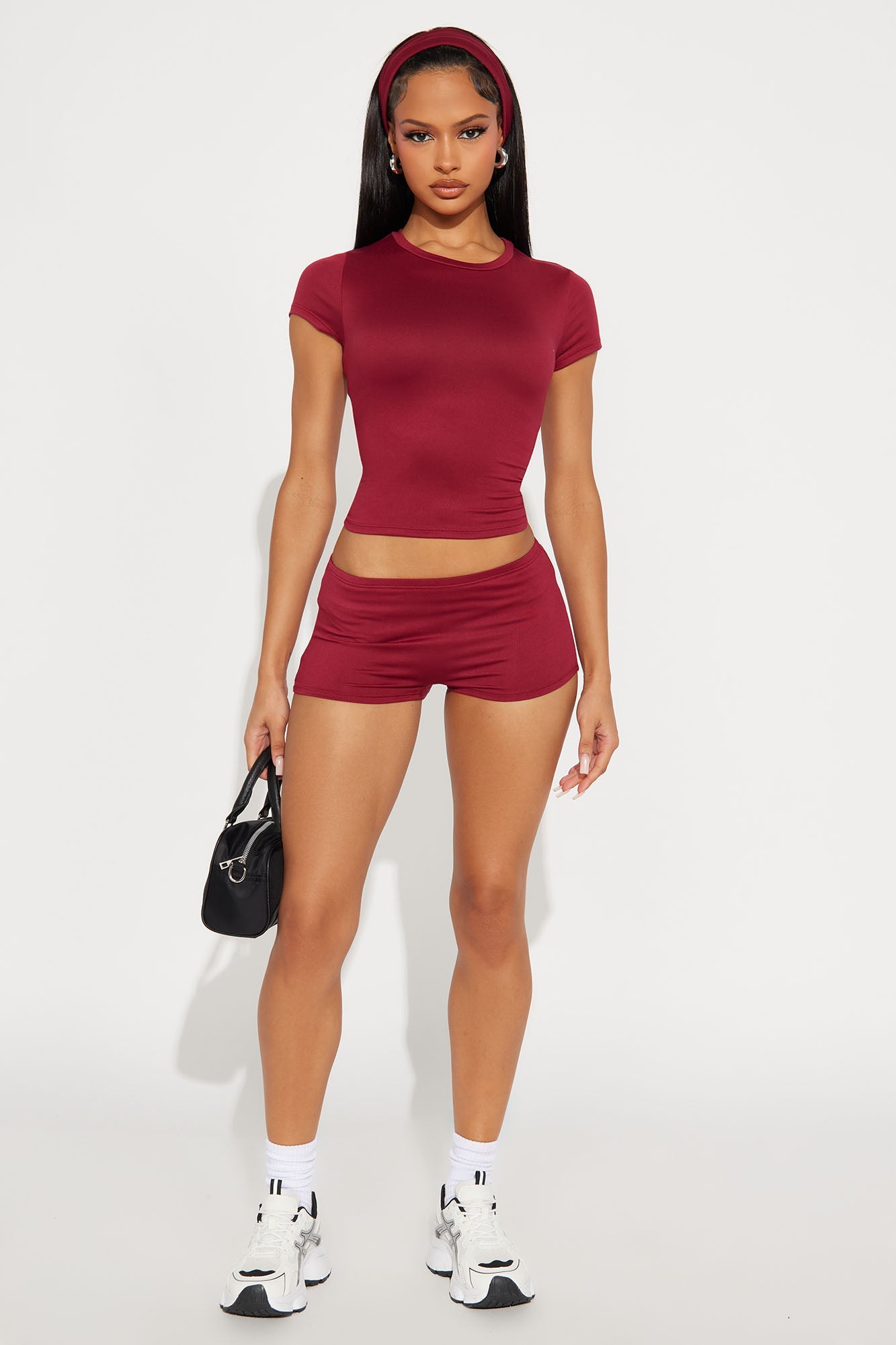 Trinity 3 Piece Short Set - Burgundy