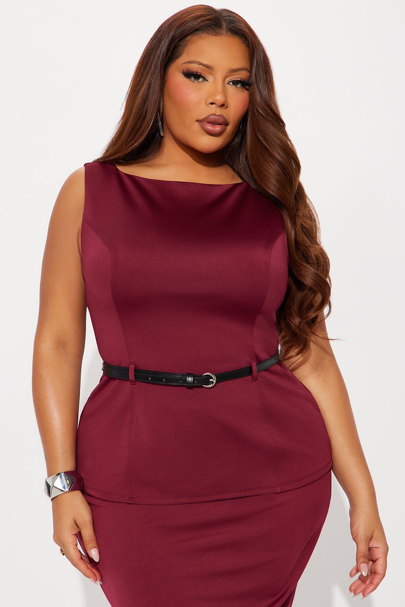 She Means Business Pencil Skirt Set - Wine