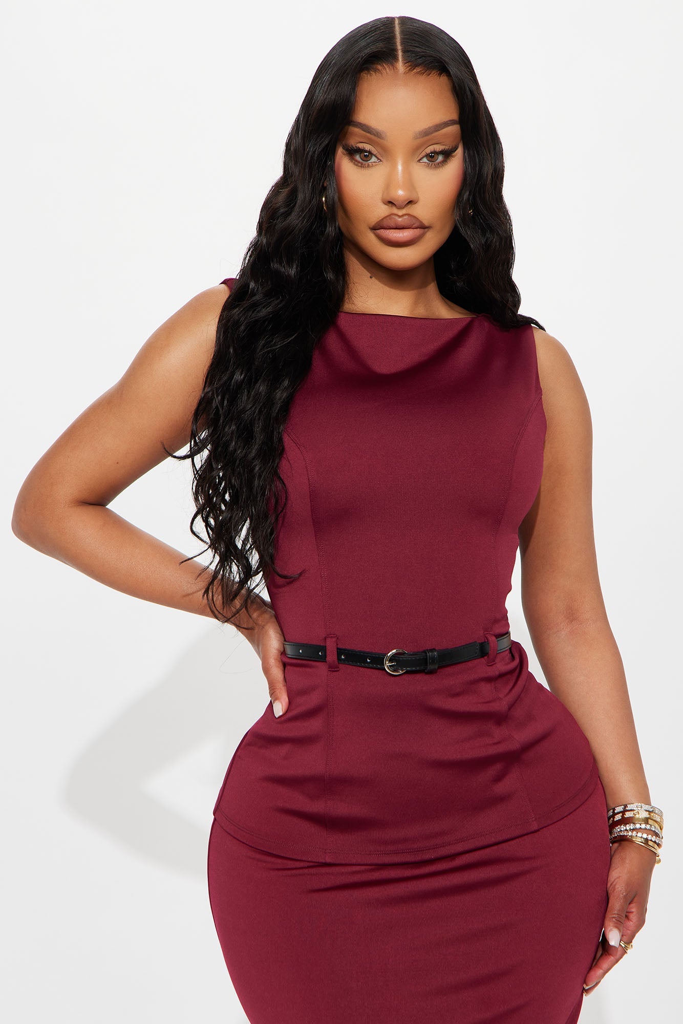 She Means Business Pencil Skirt Set - Wine