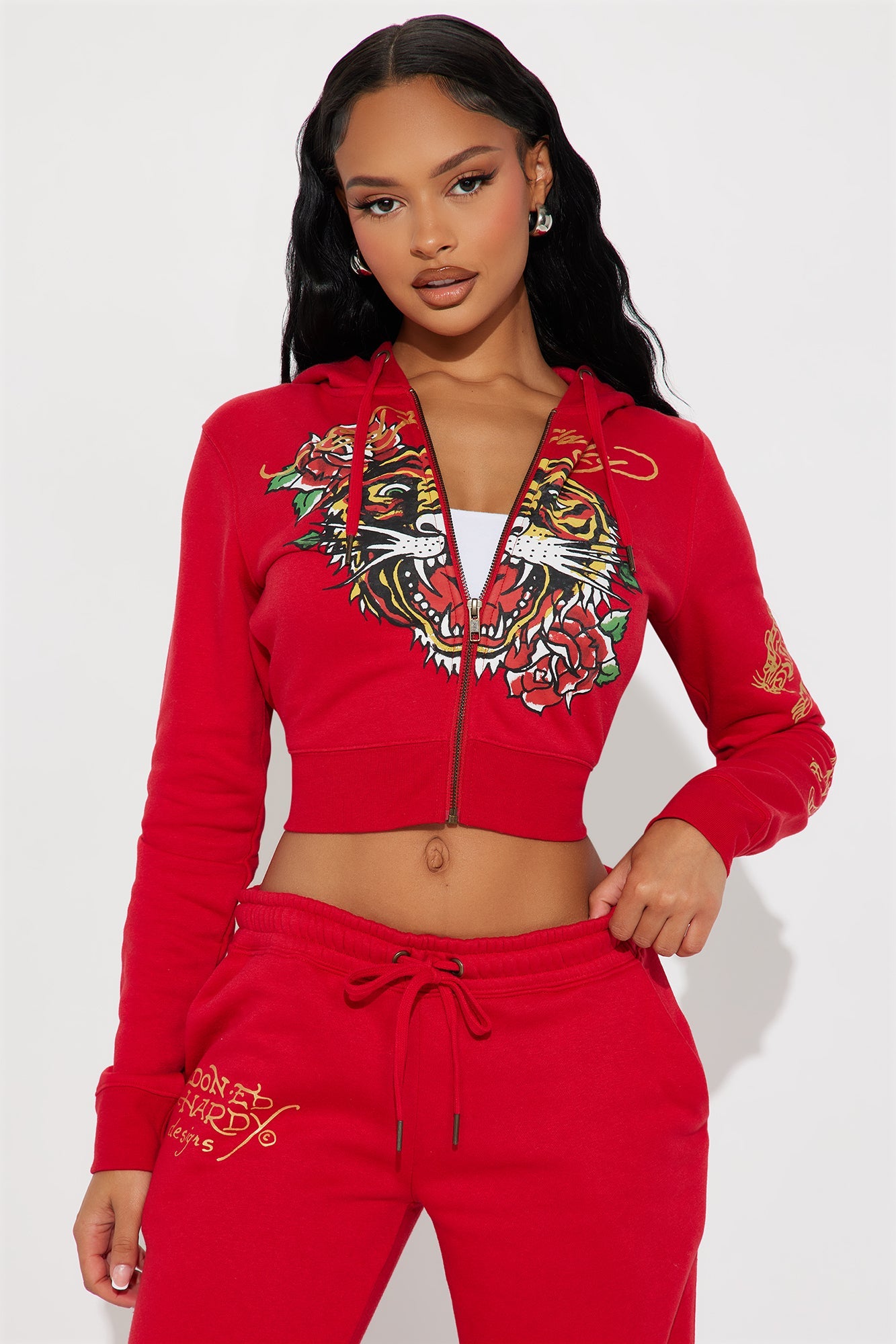 Ed Hardy Tiger Pant Set - Red