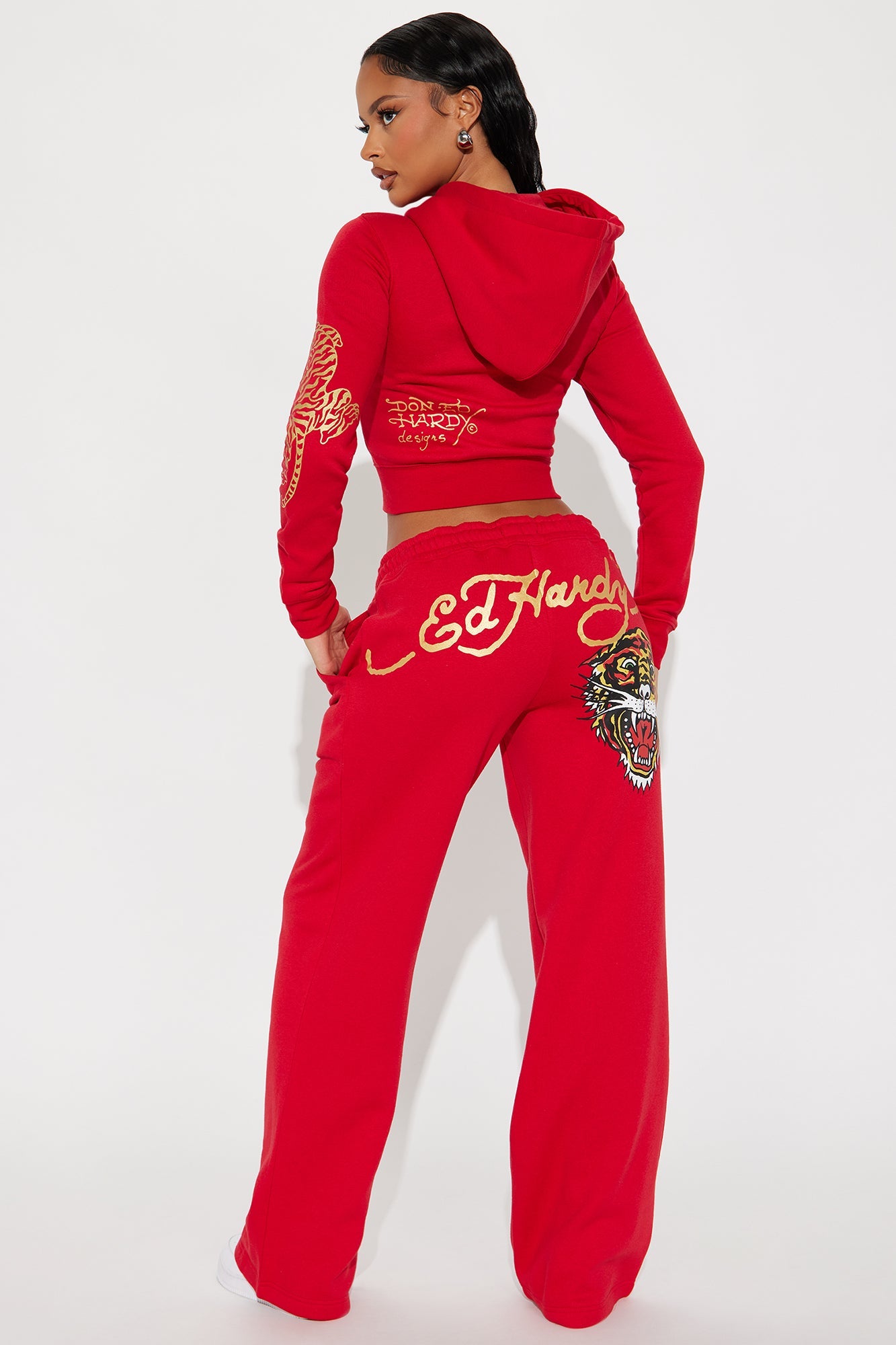 Ed Hardy Tiger Pant Set - Red