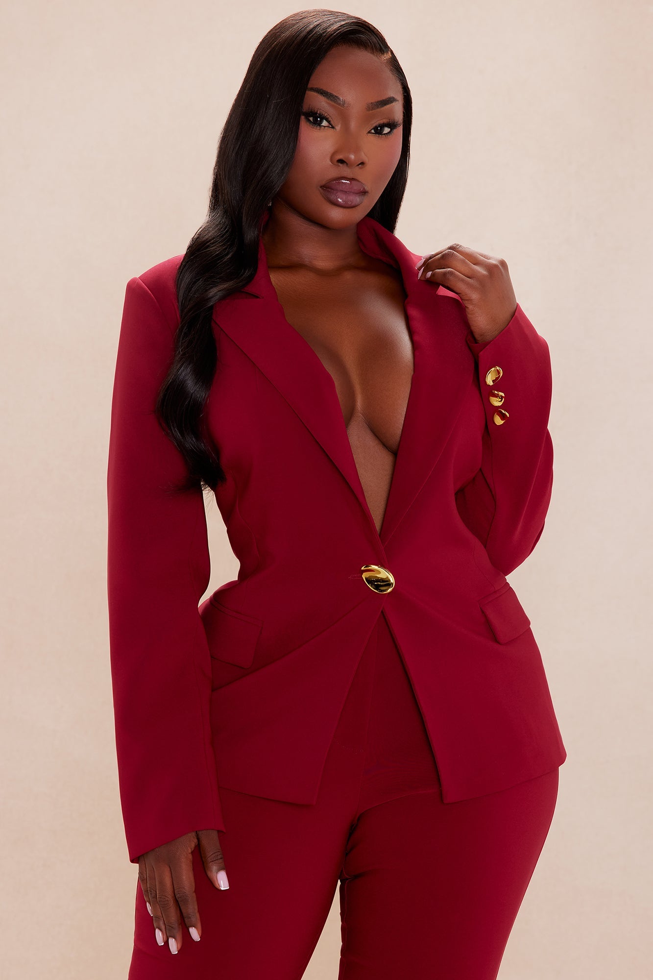 Kaylynn Suit Set - Burgundy
