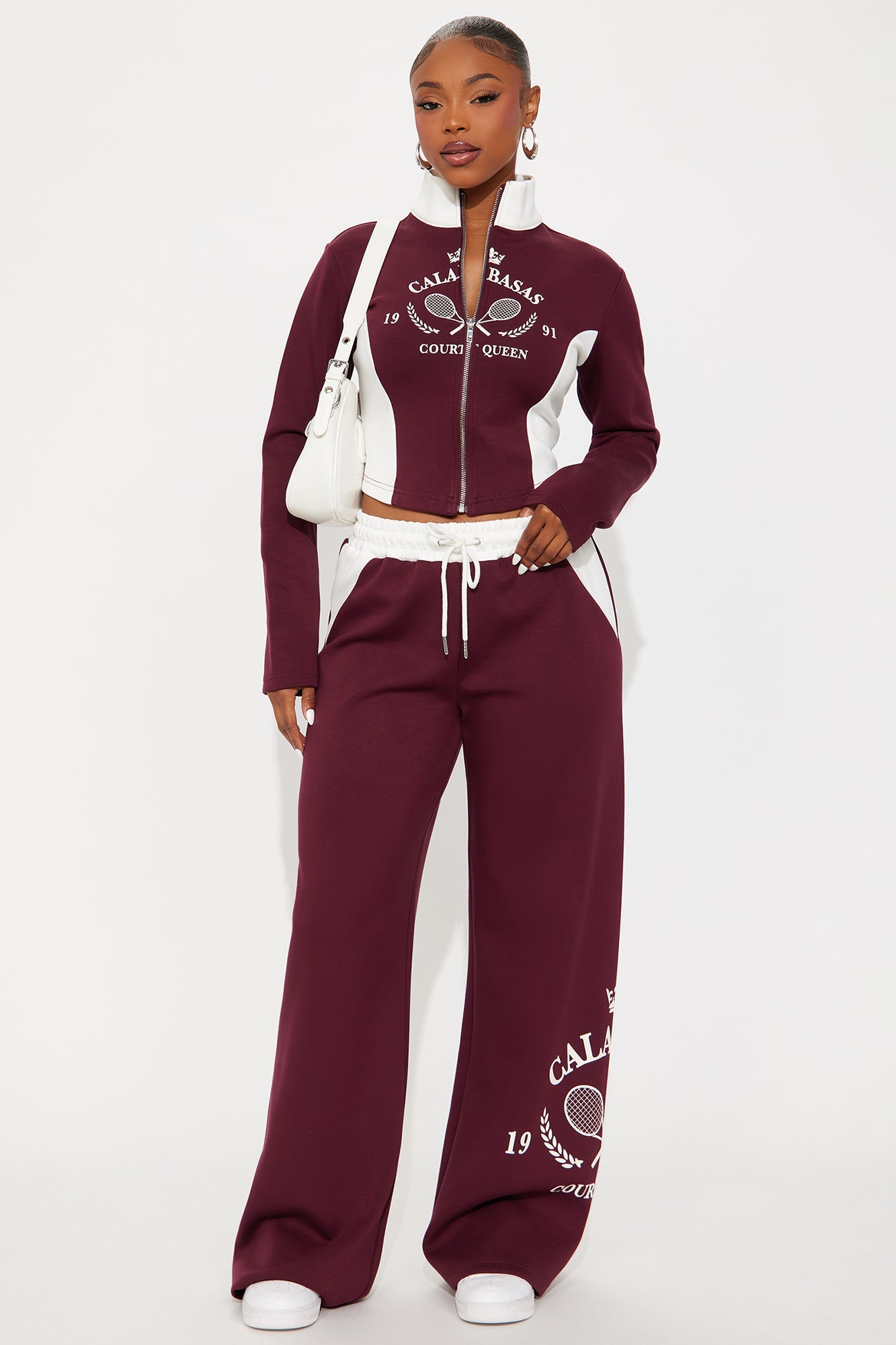 Calabasas Track Pant Set - Burgundy