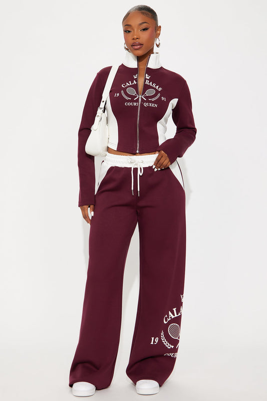 Calabasas Track Pant Set - Burgundy
