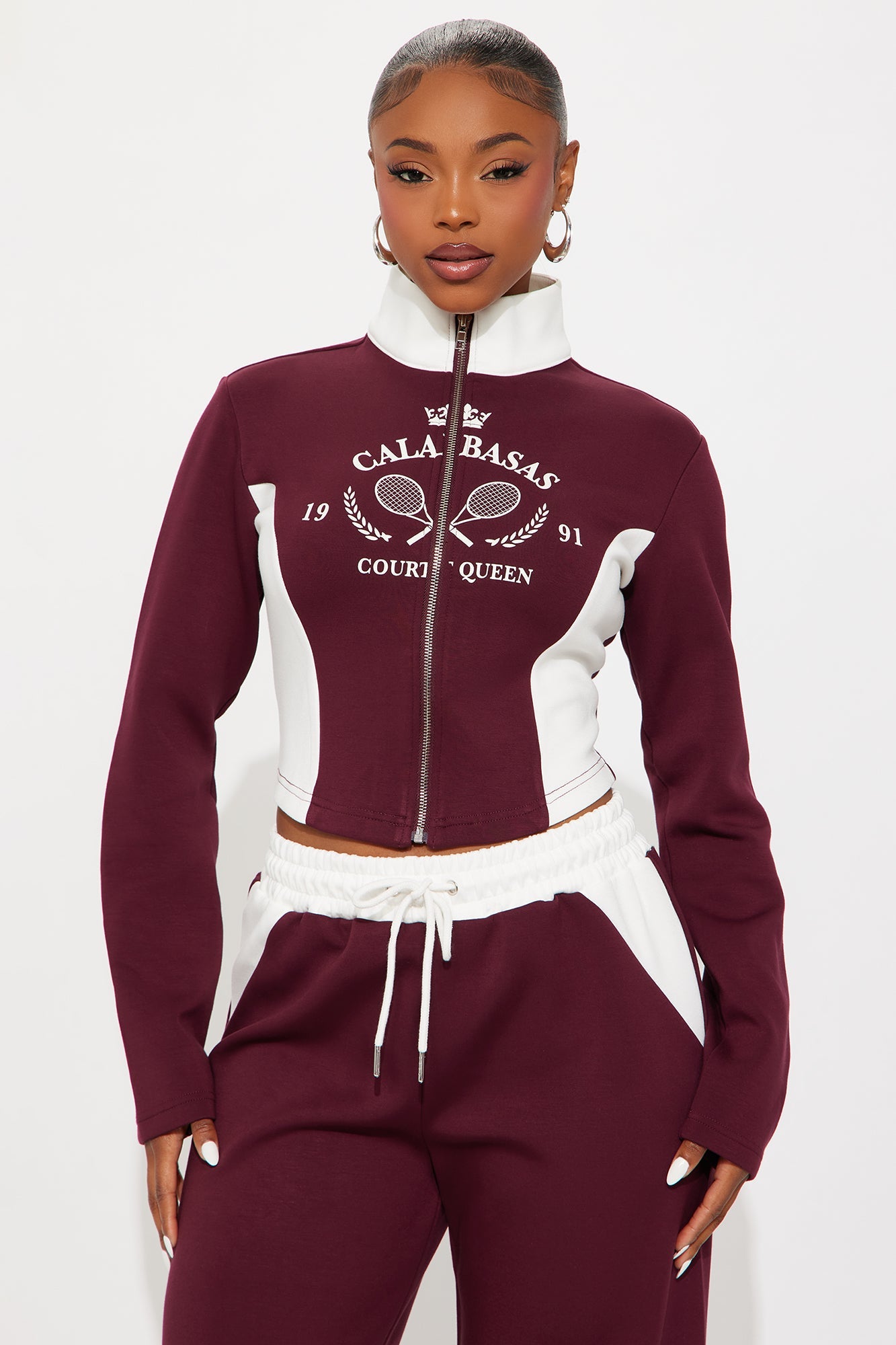 Calabasas Track Pant Set - Burgundy