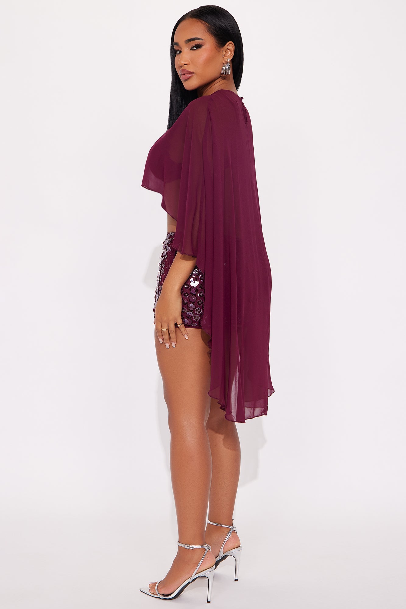 That Girl Embellished Skirt Set - Burgundy