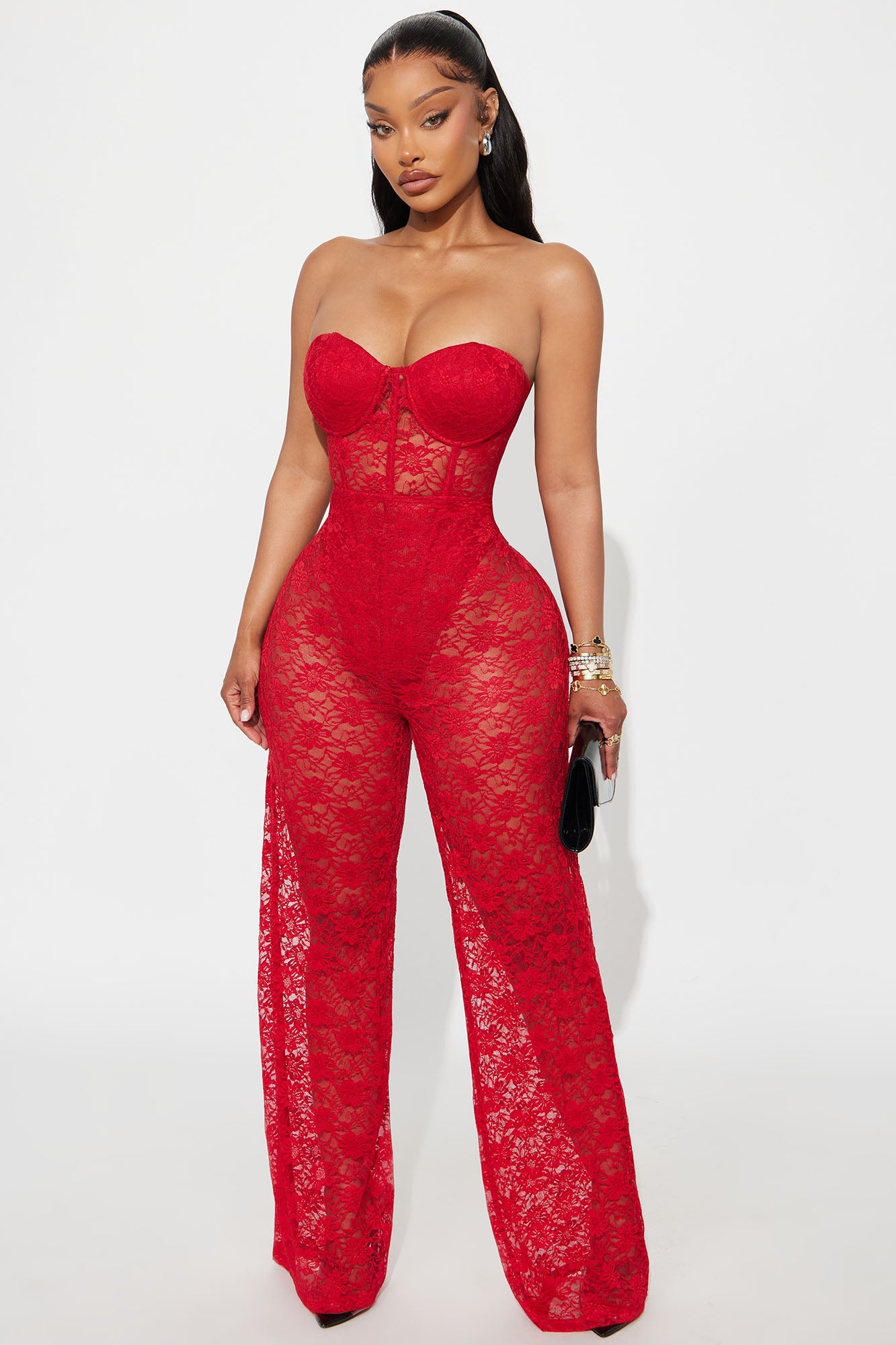 Laced In Lust Corset Pant Set - Red