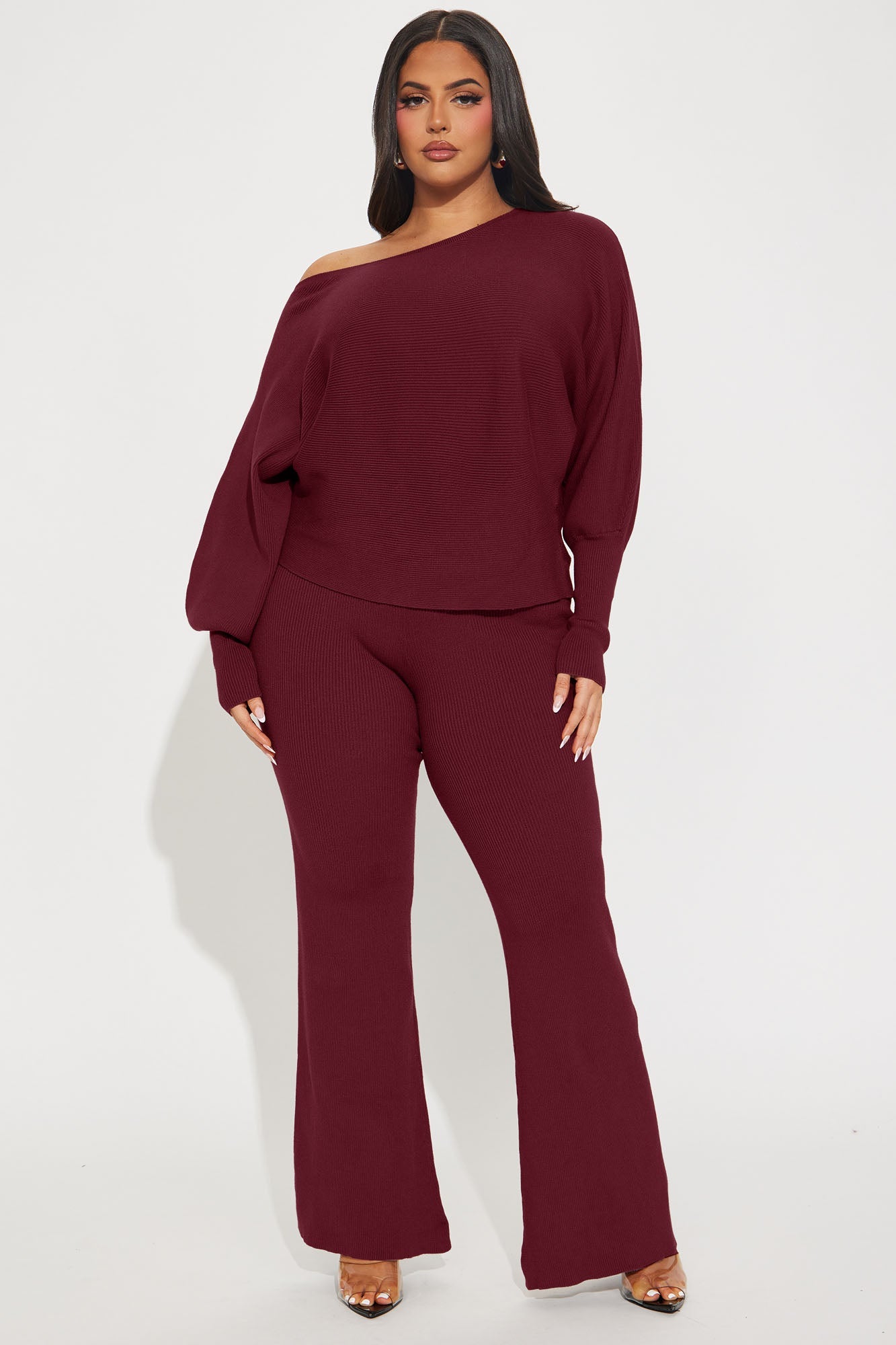 Elise Sweater Pant Set - Burgundy