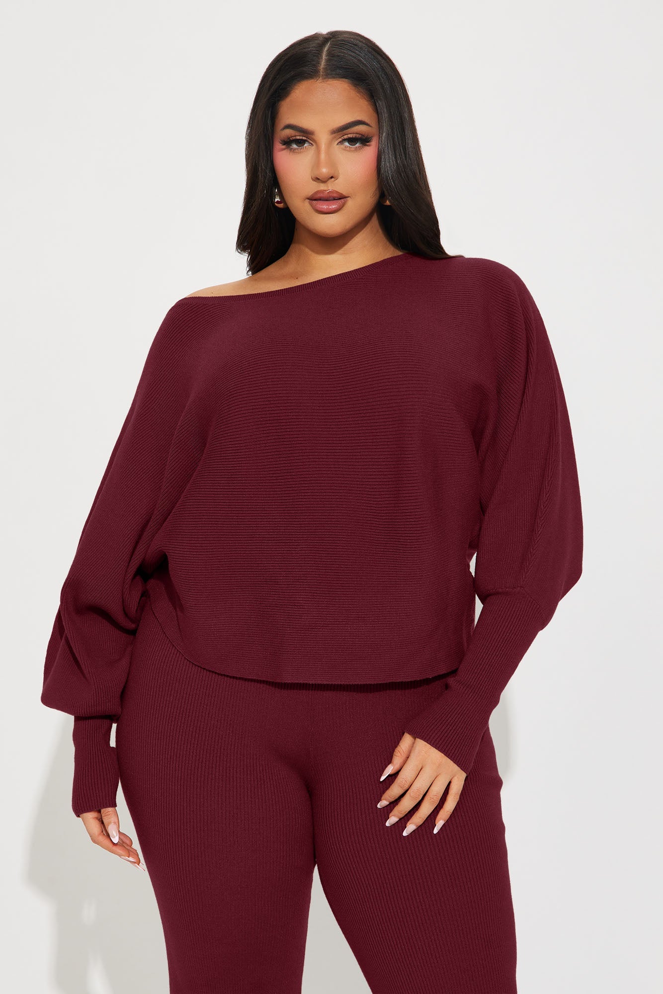 Elise Sweater Pant Set - Burgundy