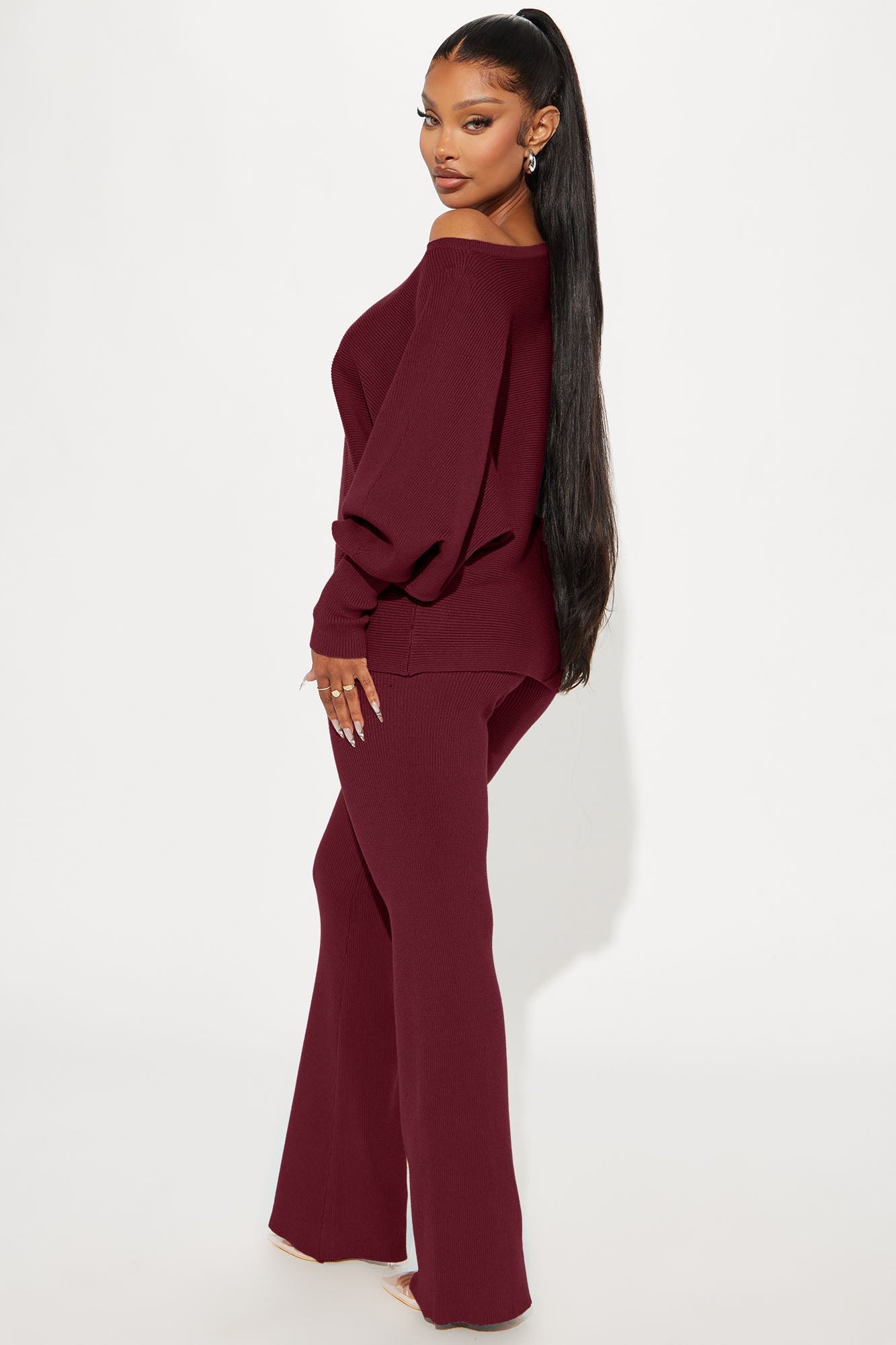 Elise Sweater Pant Set - Burgundy