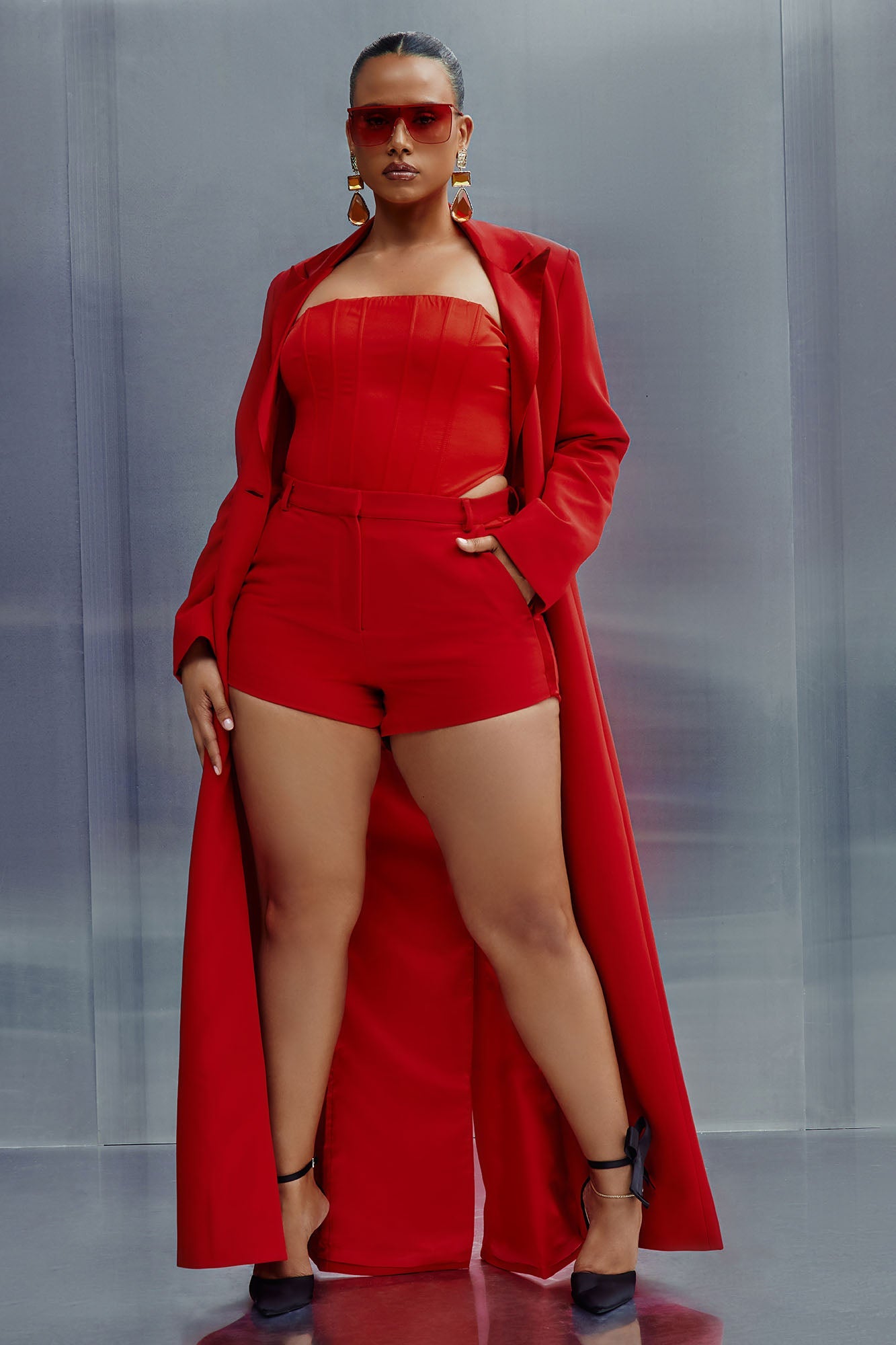 Margo Maxi Blazer Short Suit Set - Red