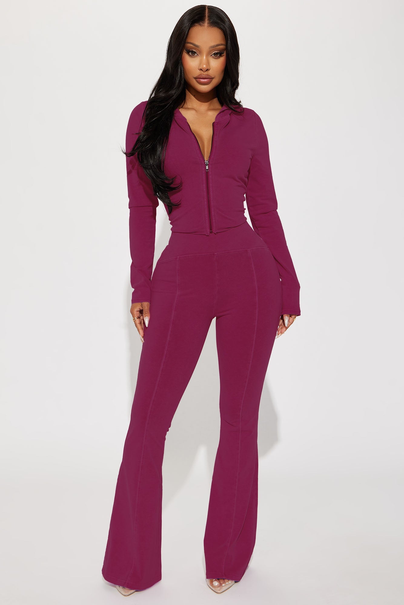 Need Me Vintage Wash Pant Set - Burgundy