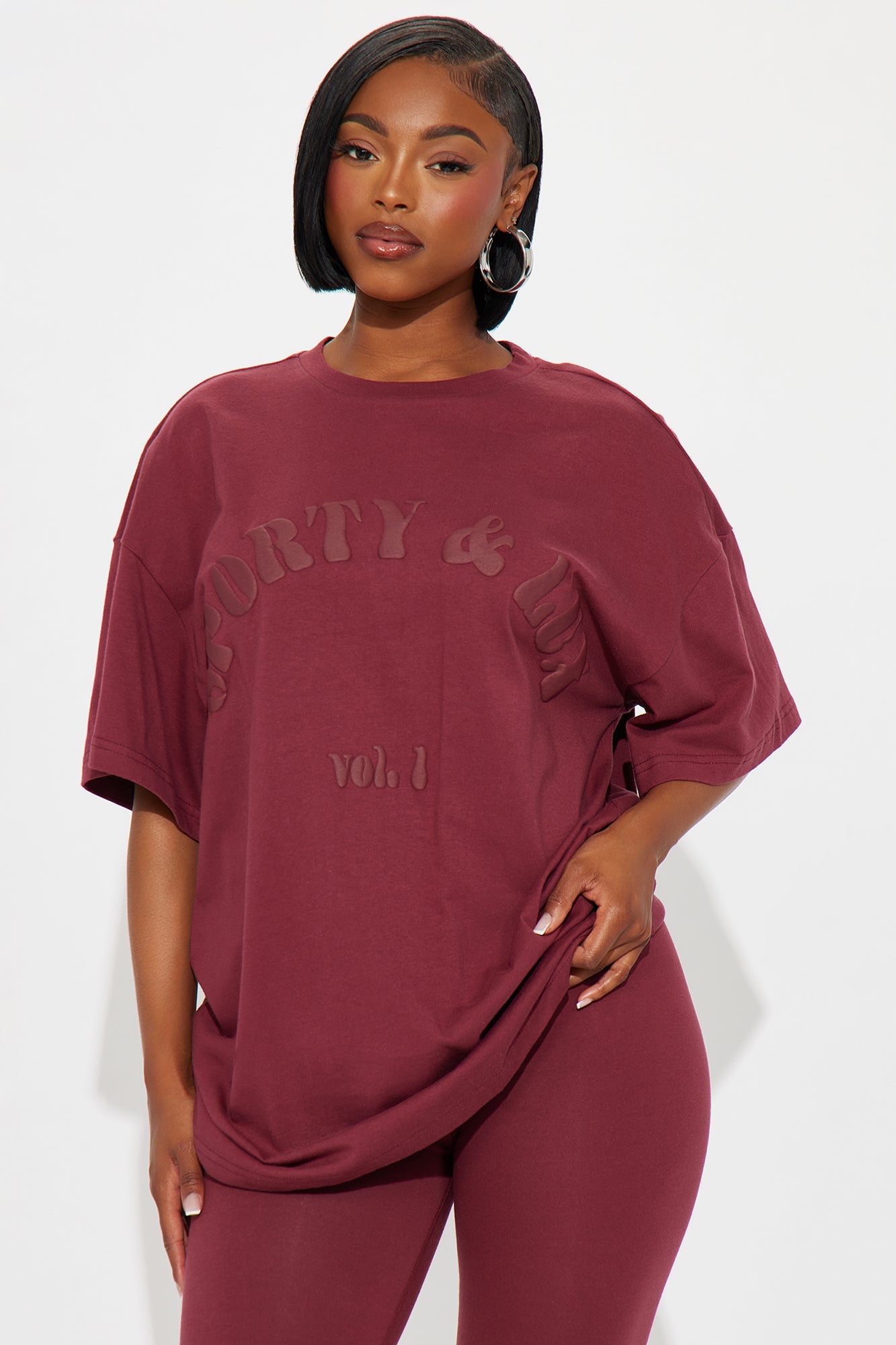Sporty & Lux Legging Set - Burgundy