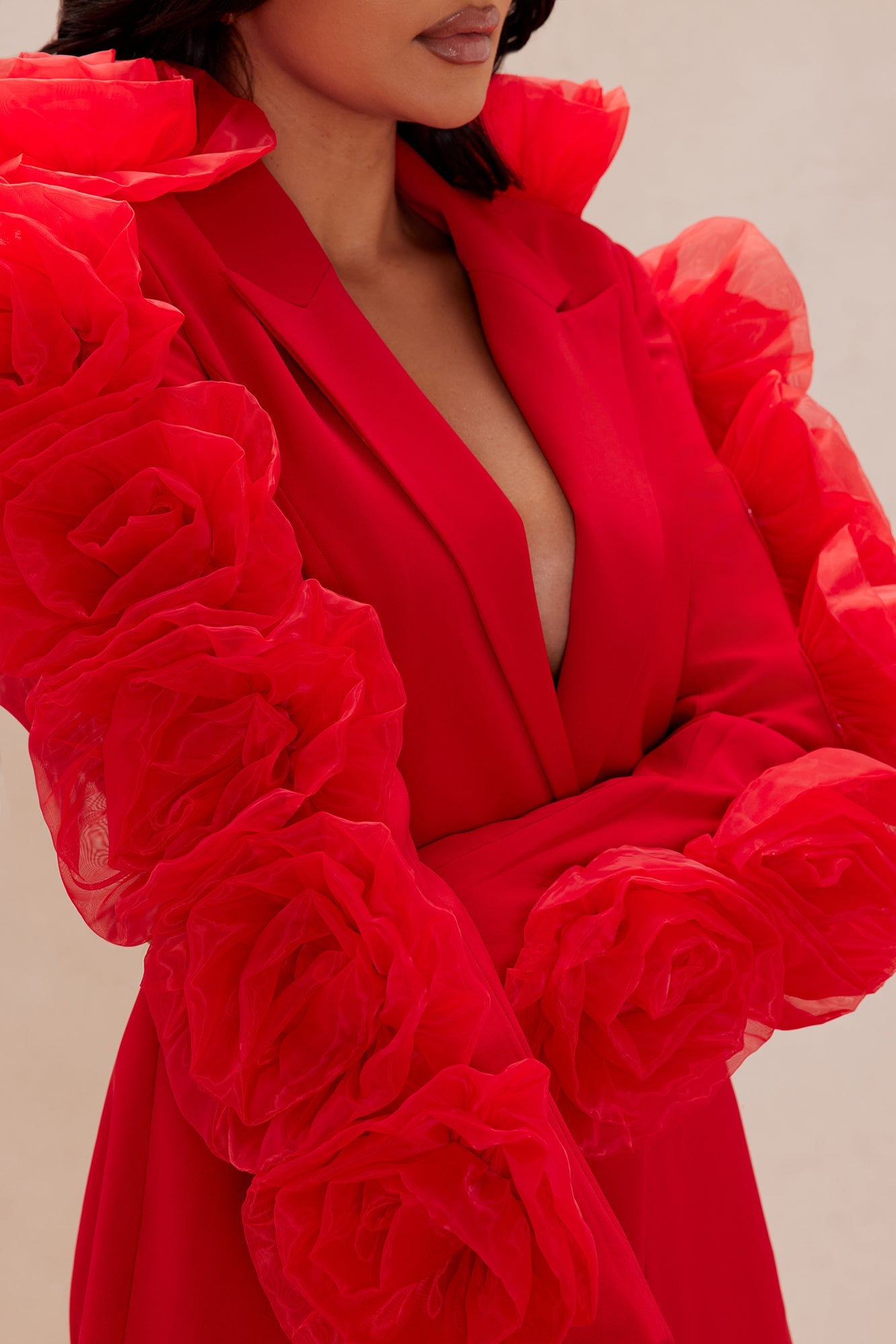 Olivia Flower Suit Set - Red