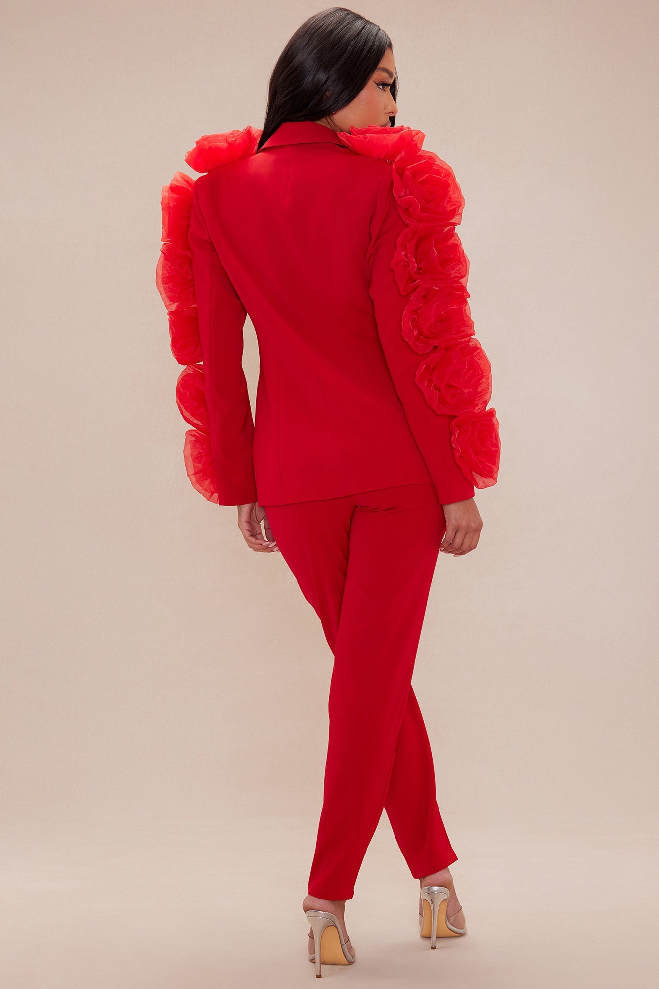 Olivia Flower Suit Set - Red