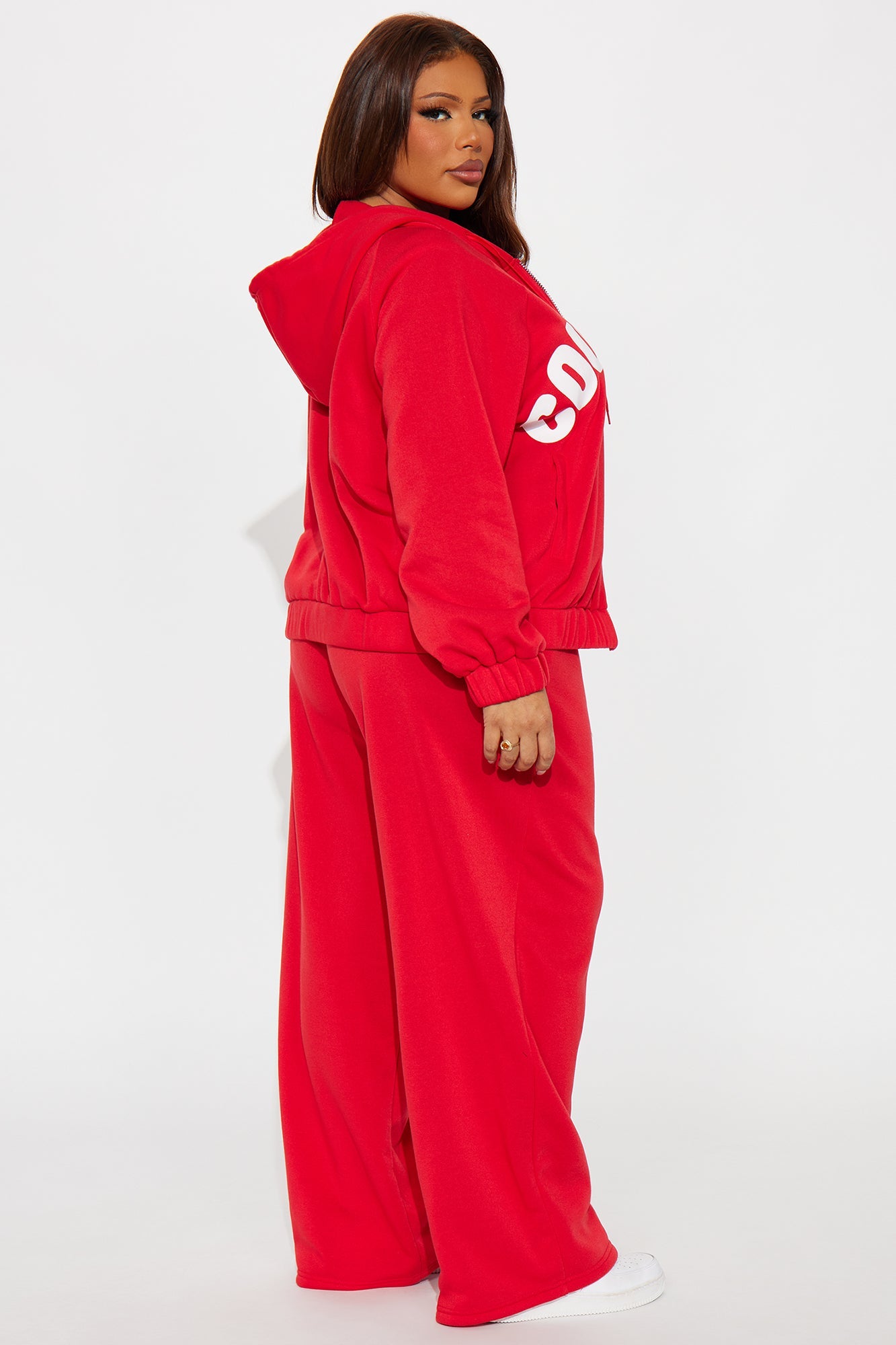 Couture Comfort Zip Up Fleece Pant Set - Red
