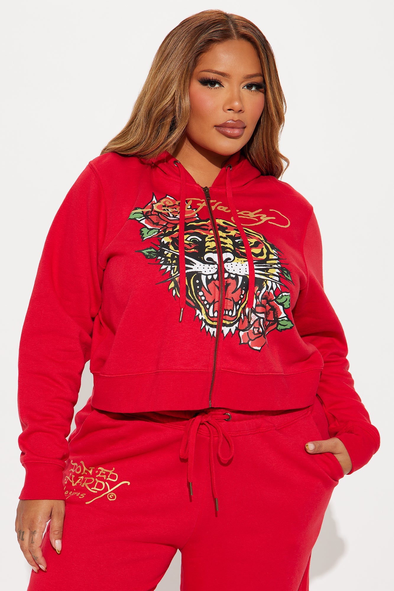 Ed Hardy Tiger Pant Set - Red