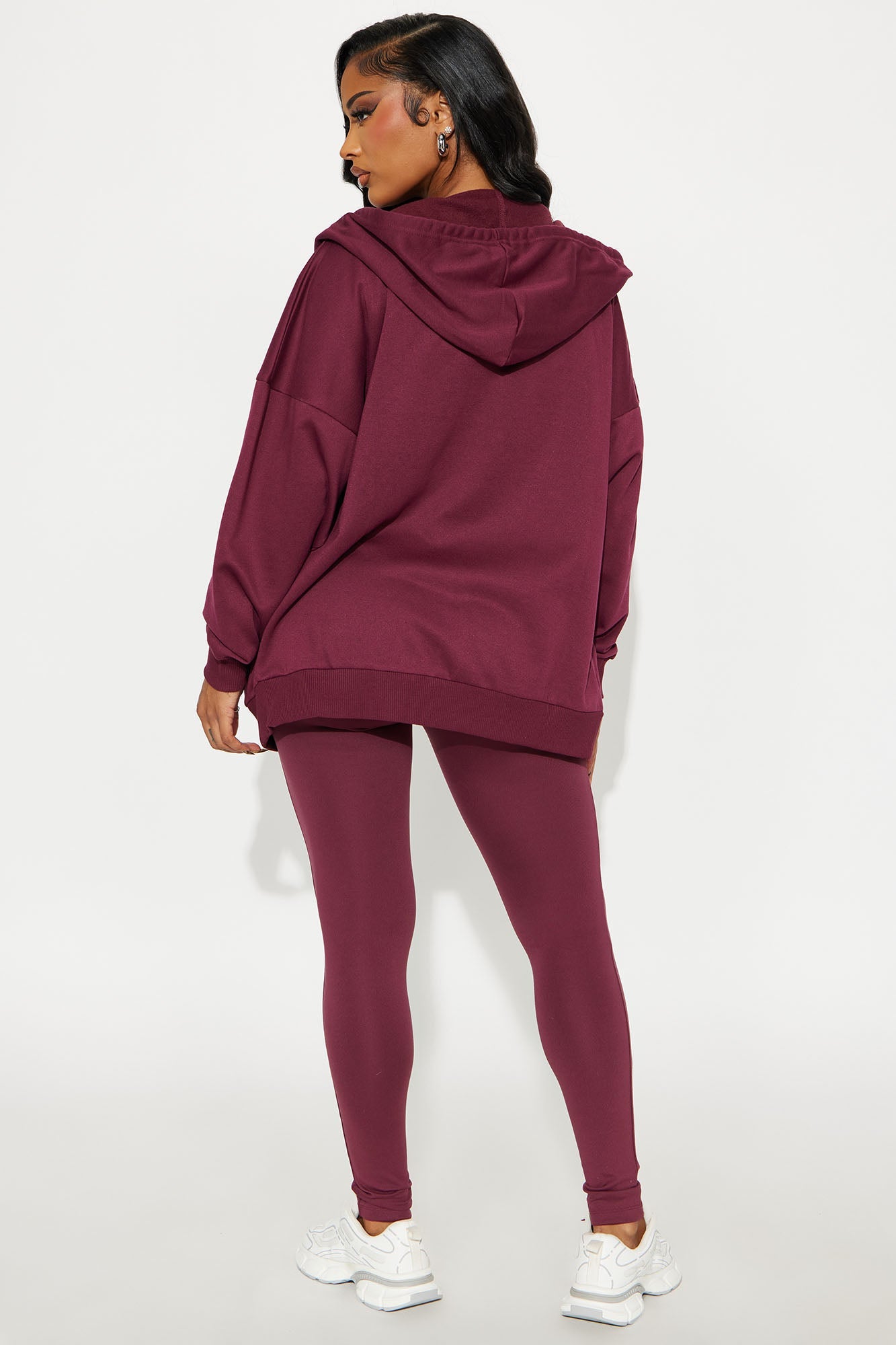 Beckham Zip Up Fleece Pant Set - Burgundy