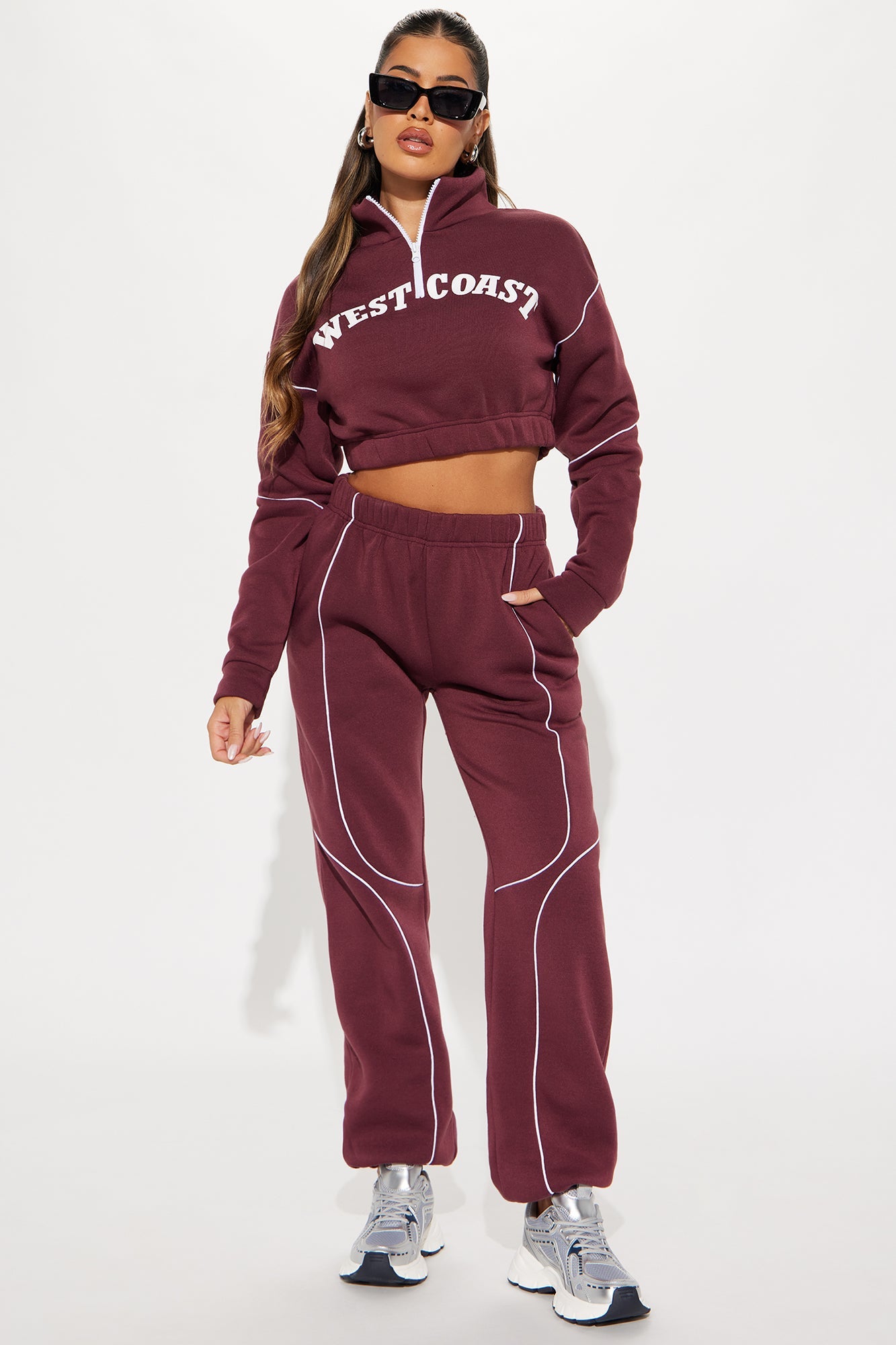 West Coast Fleece Jogger Set - Burgundy