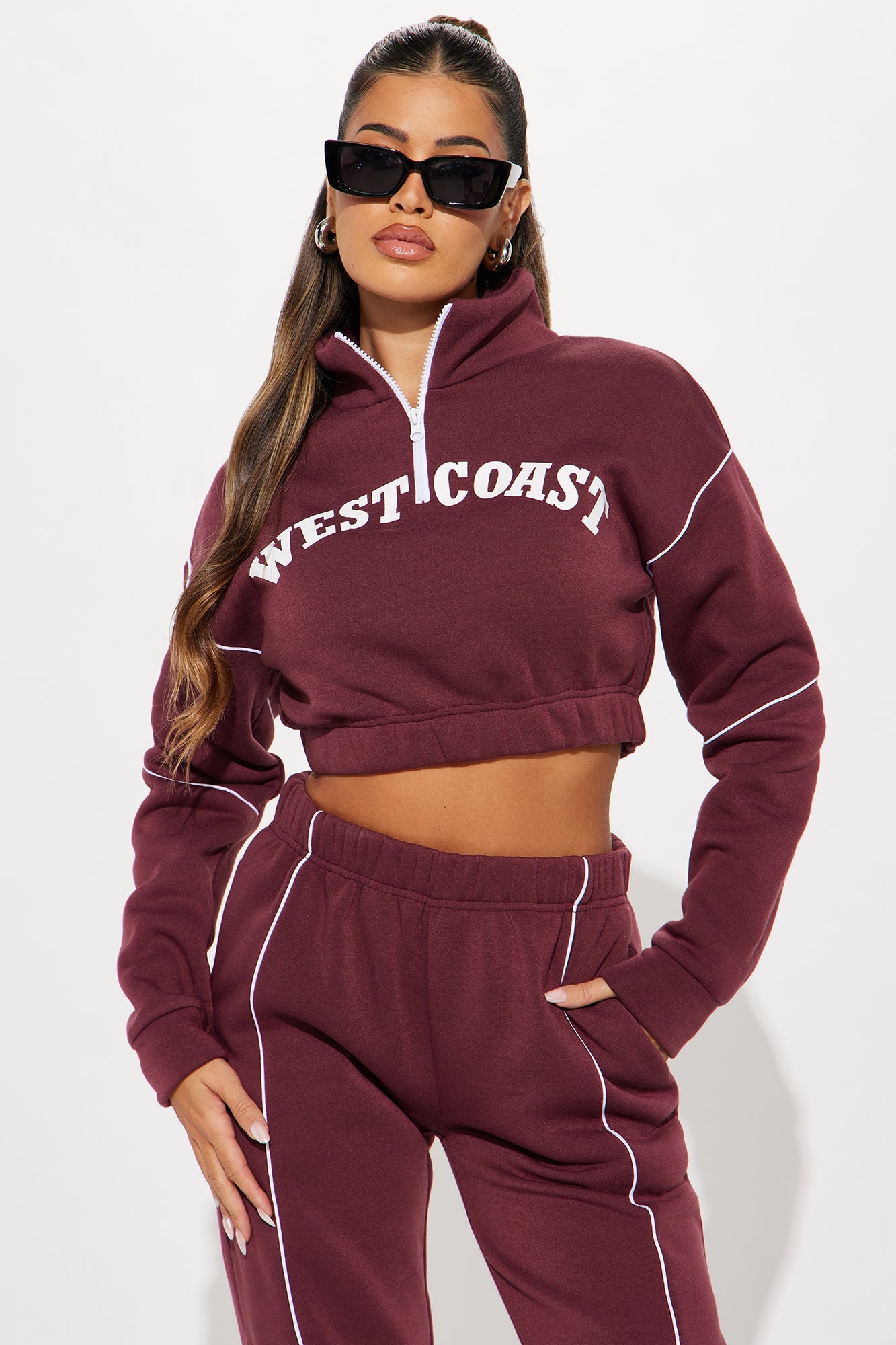 West Coast Fleece Jogger Set - Burgundy