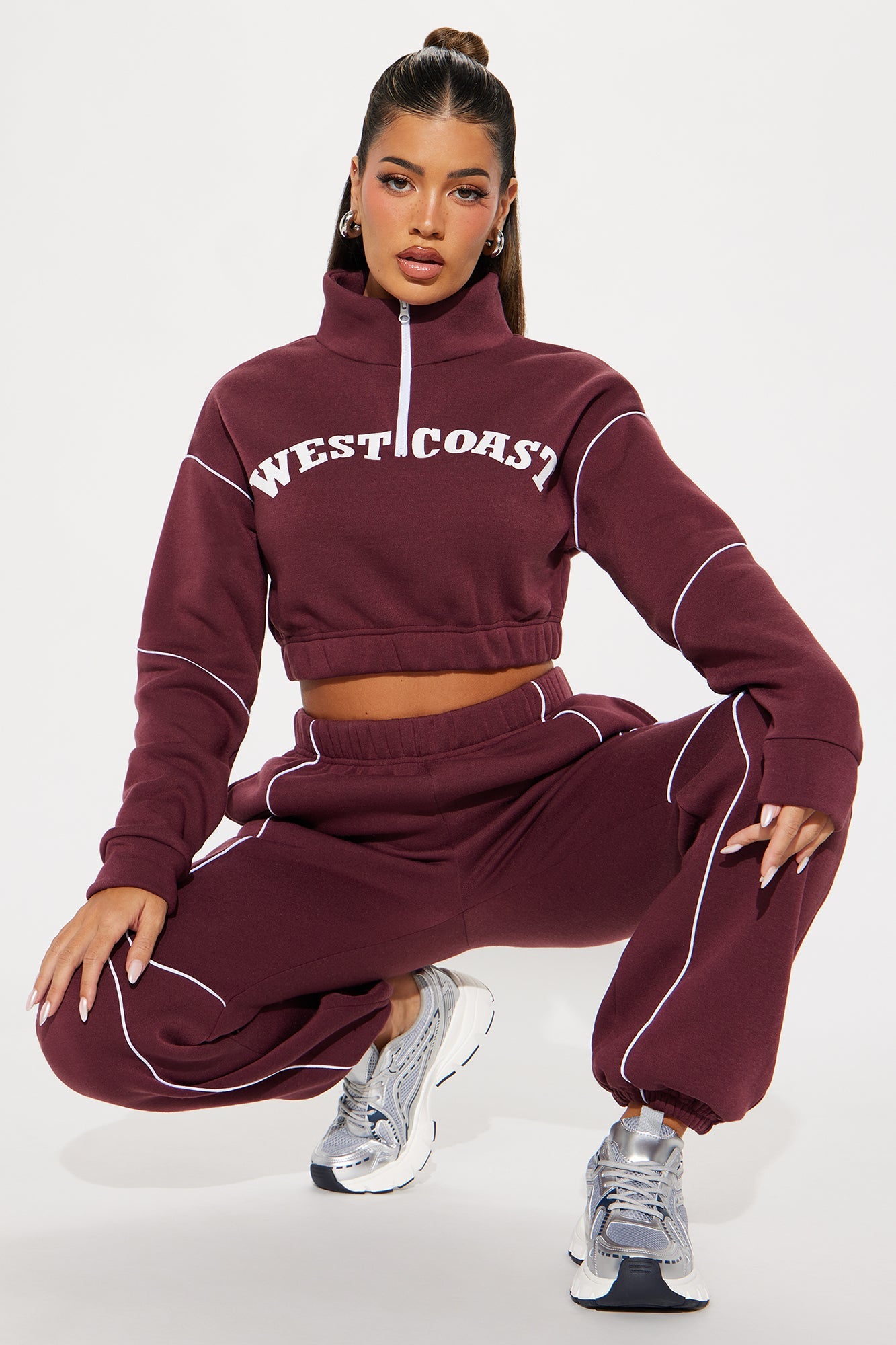 West Coast Fleece Jogger Set - Burgundy