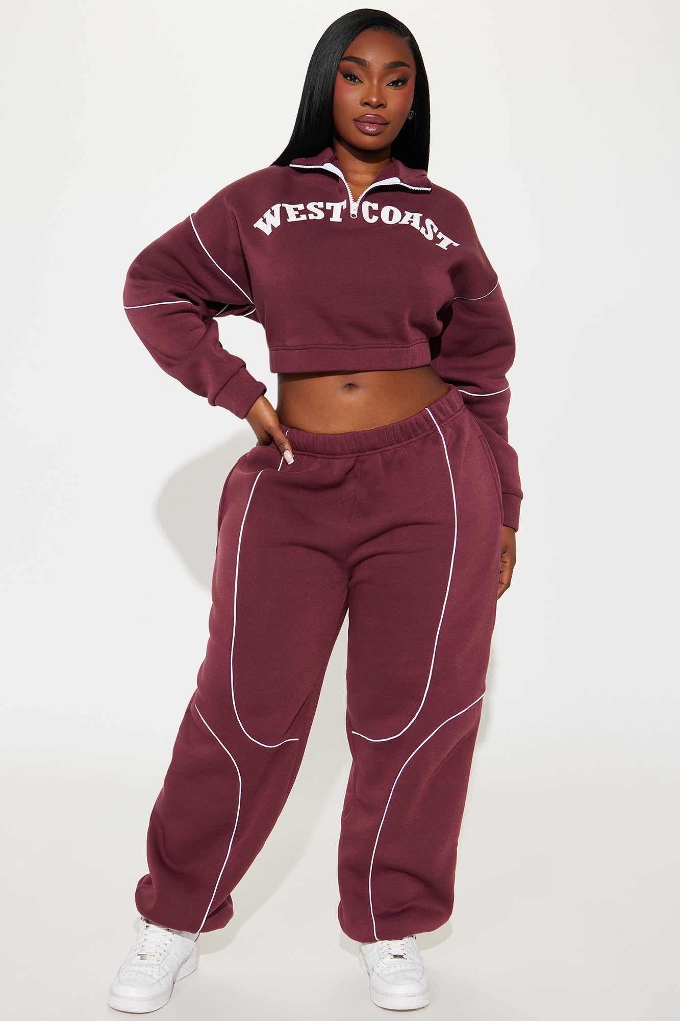 West Coast Fleece Jogger Set - Burgundy