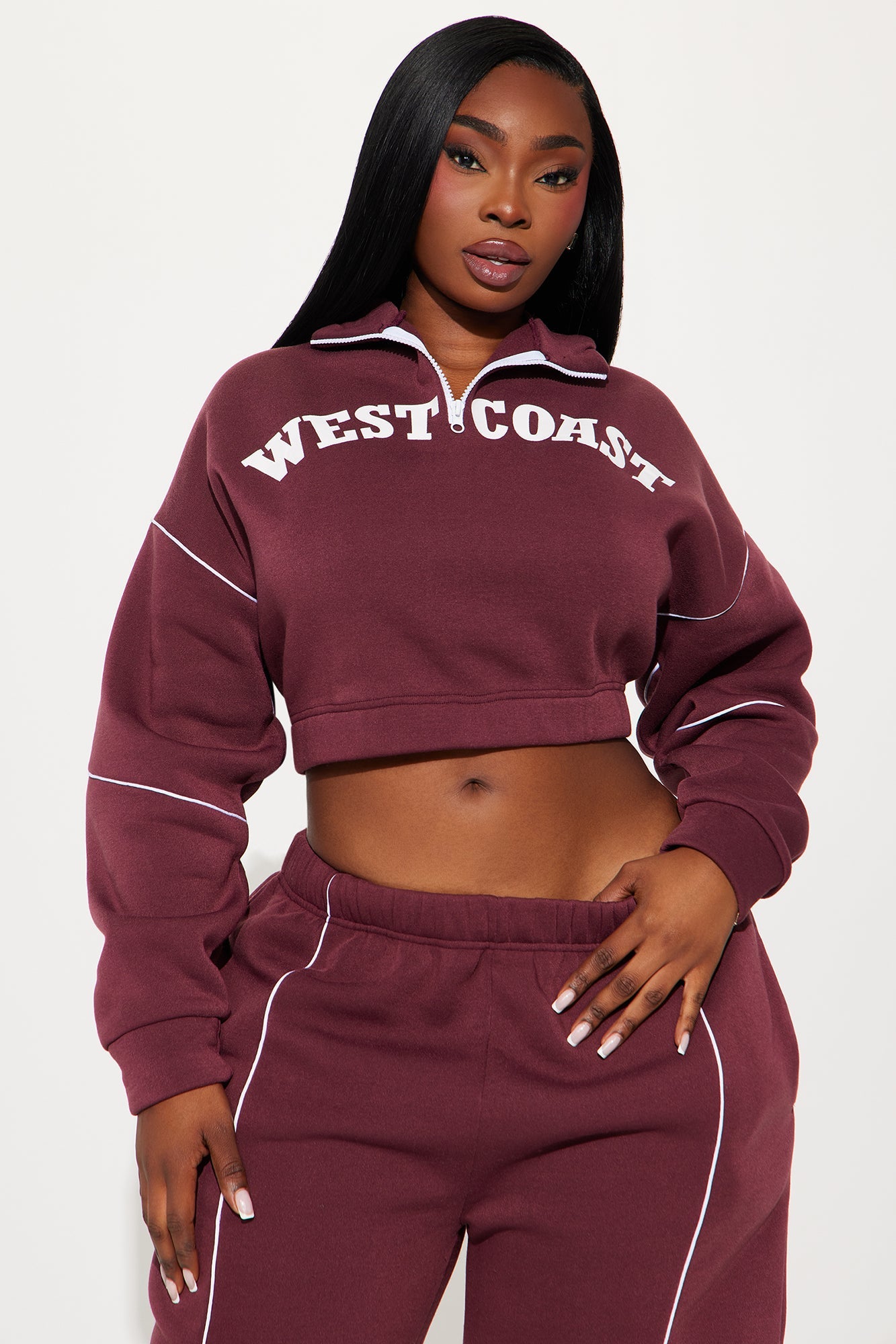 West Coast Fleece Jogger Set - Burgundy