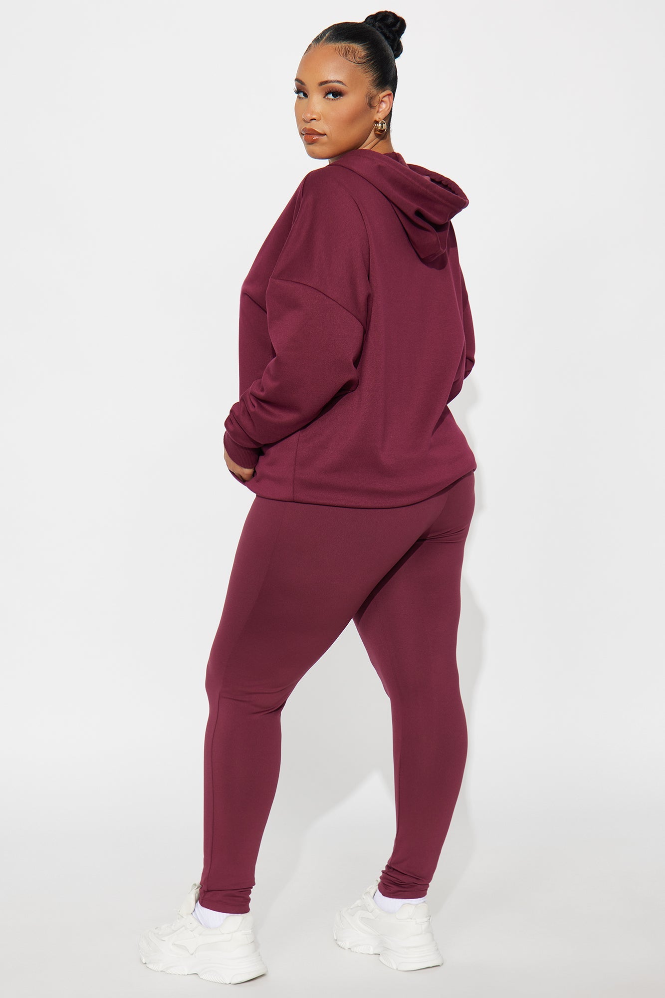 Beckham Zip Up Fleece Pant Set - Burgundy