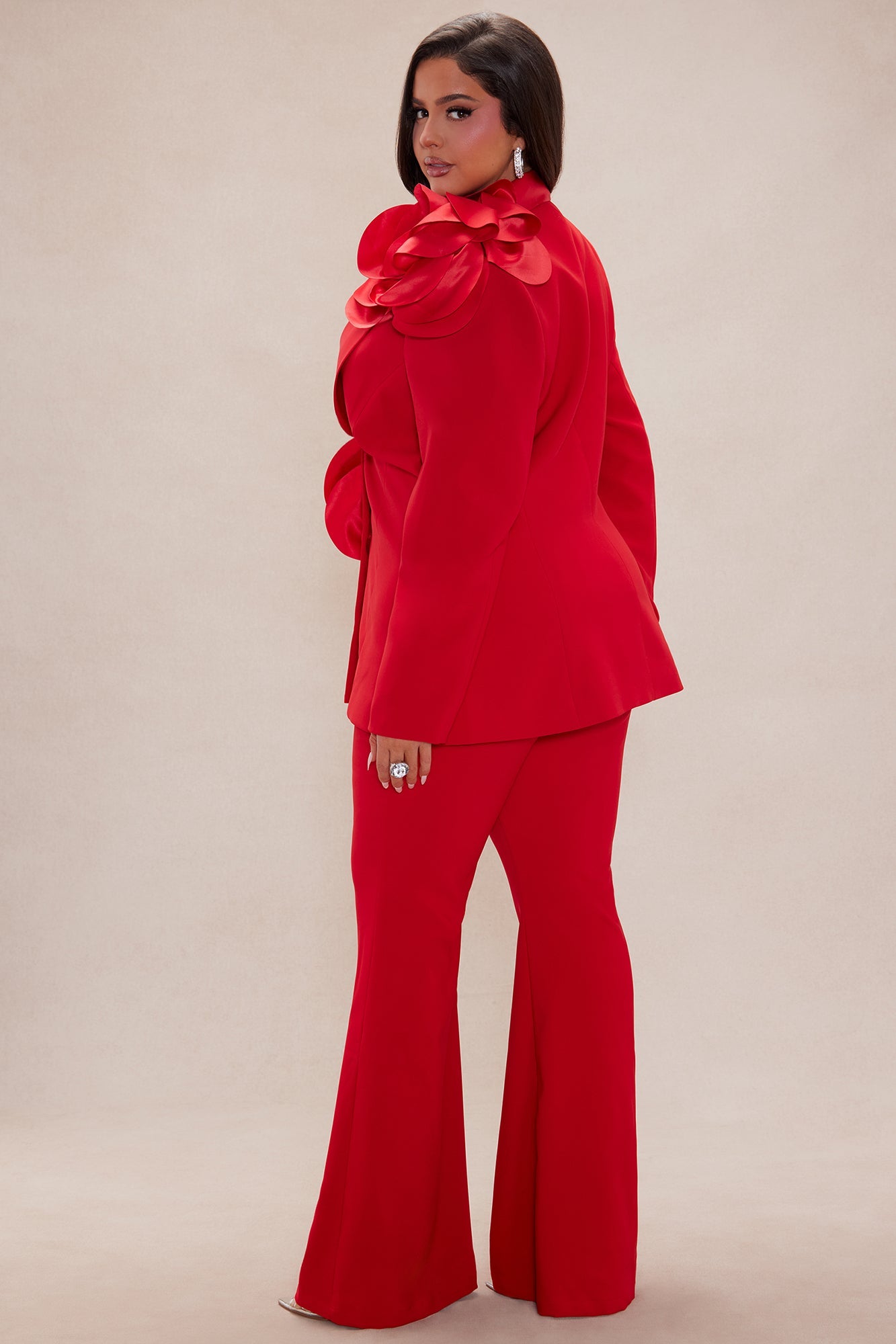 Jaden Floral Blazer Suit Set - Red