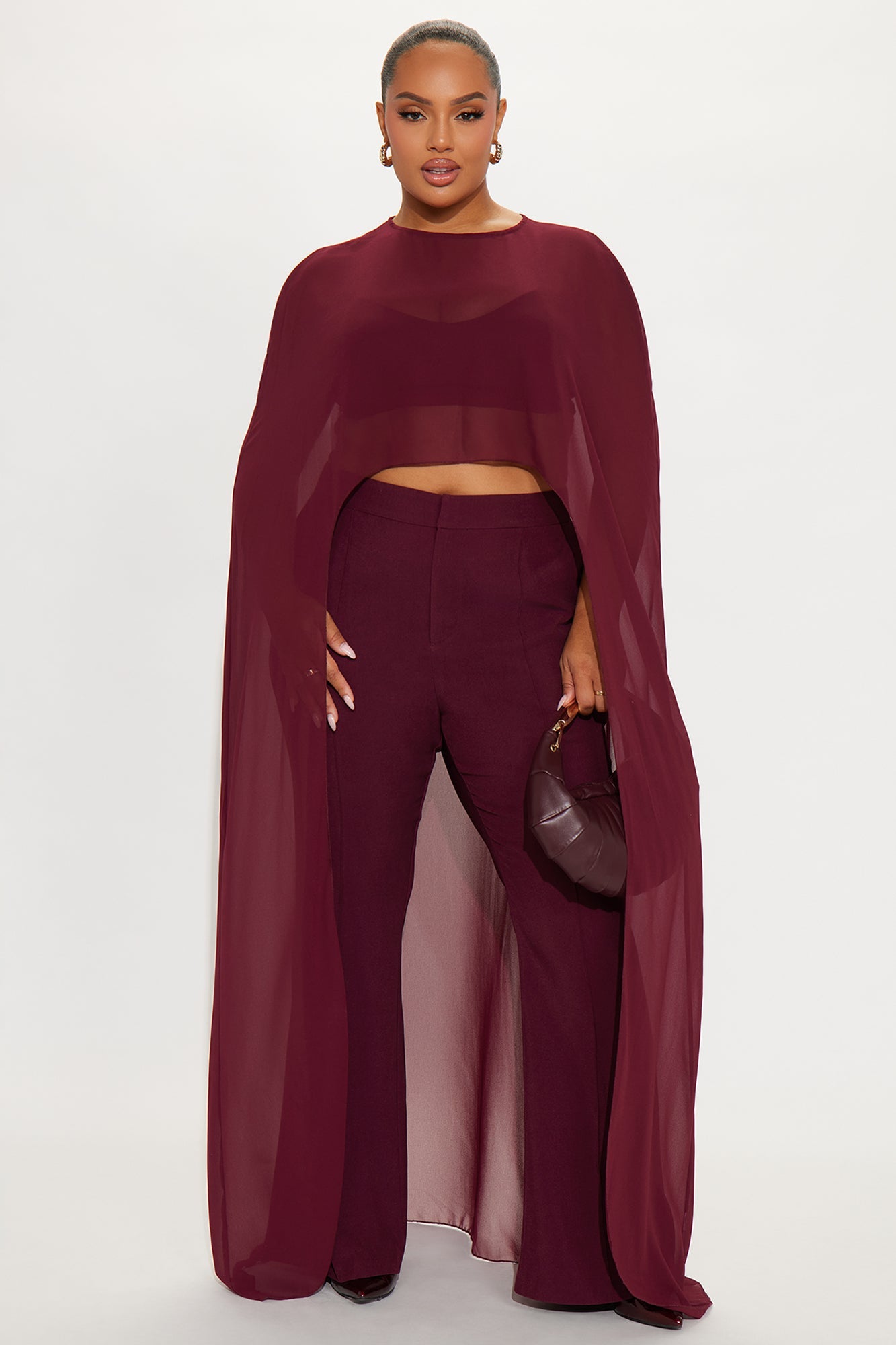 Sheer Intentions 3 Piece Pant Set - Wine