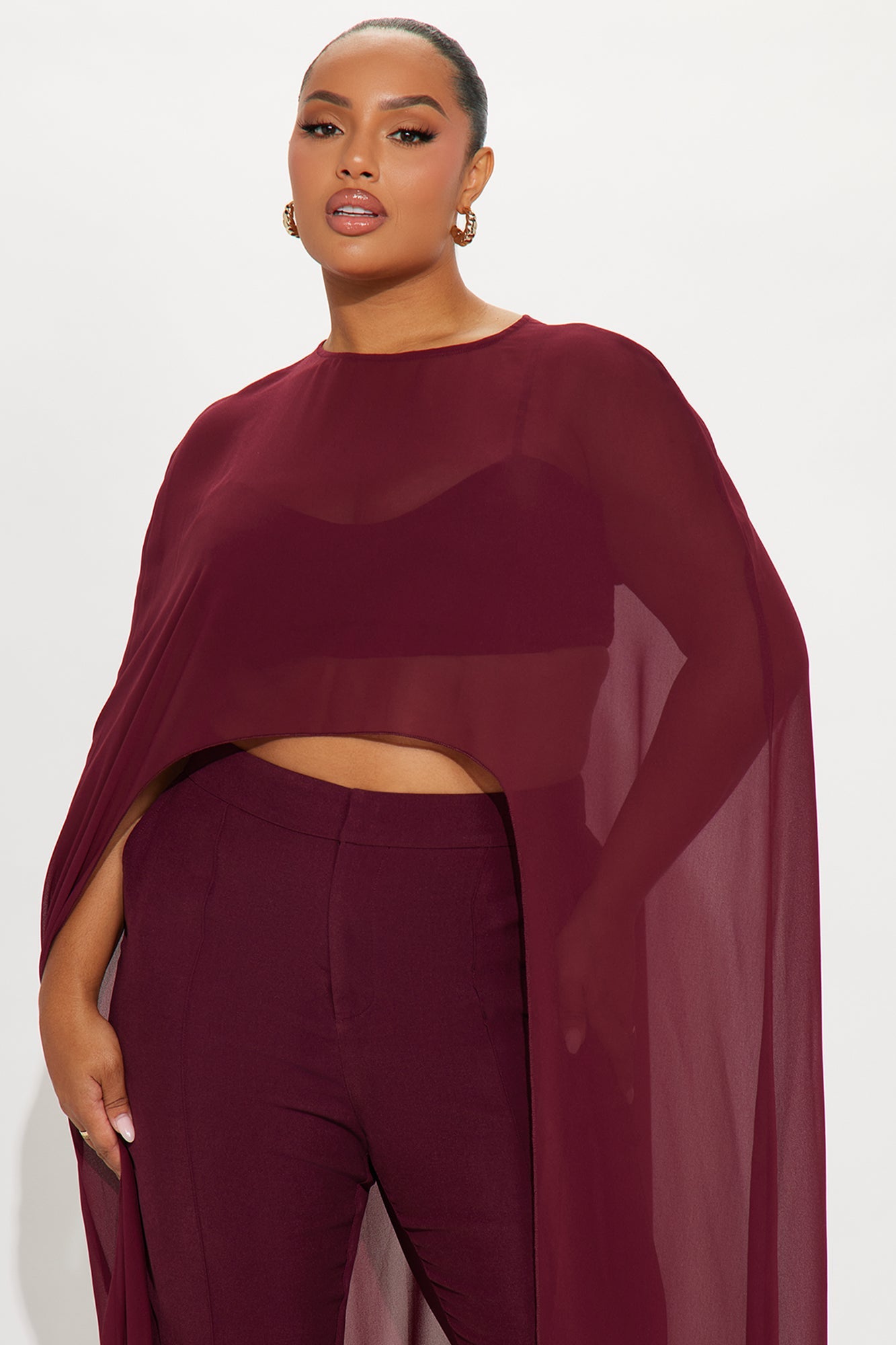 Sheer Intentions 3 Piece Pant Set - Wine