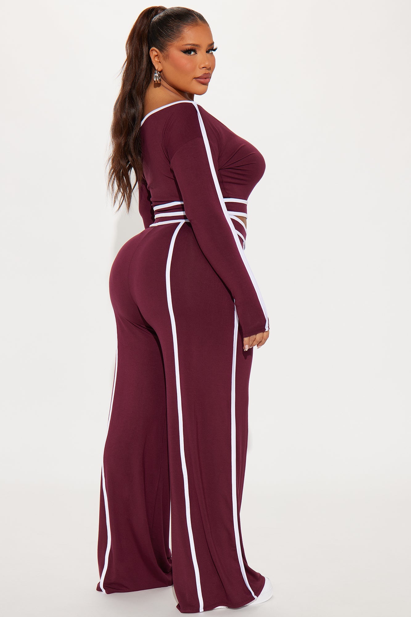 Sporty Moment Pant Set - Burgundy