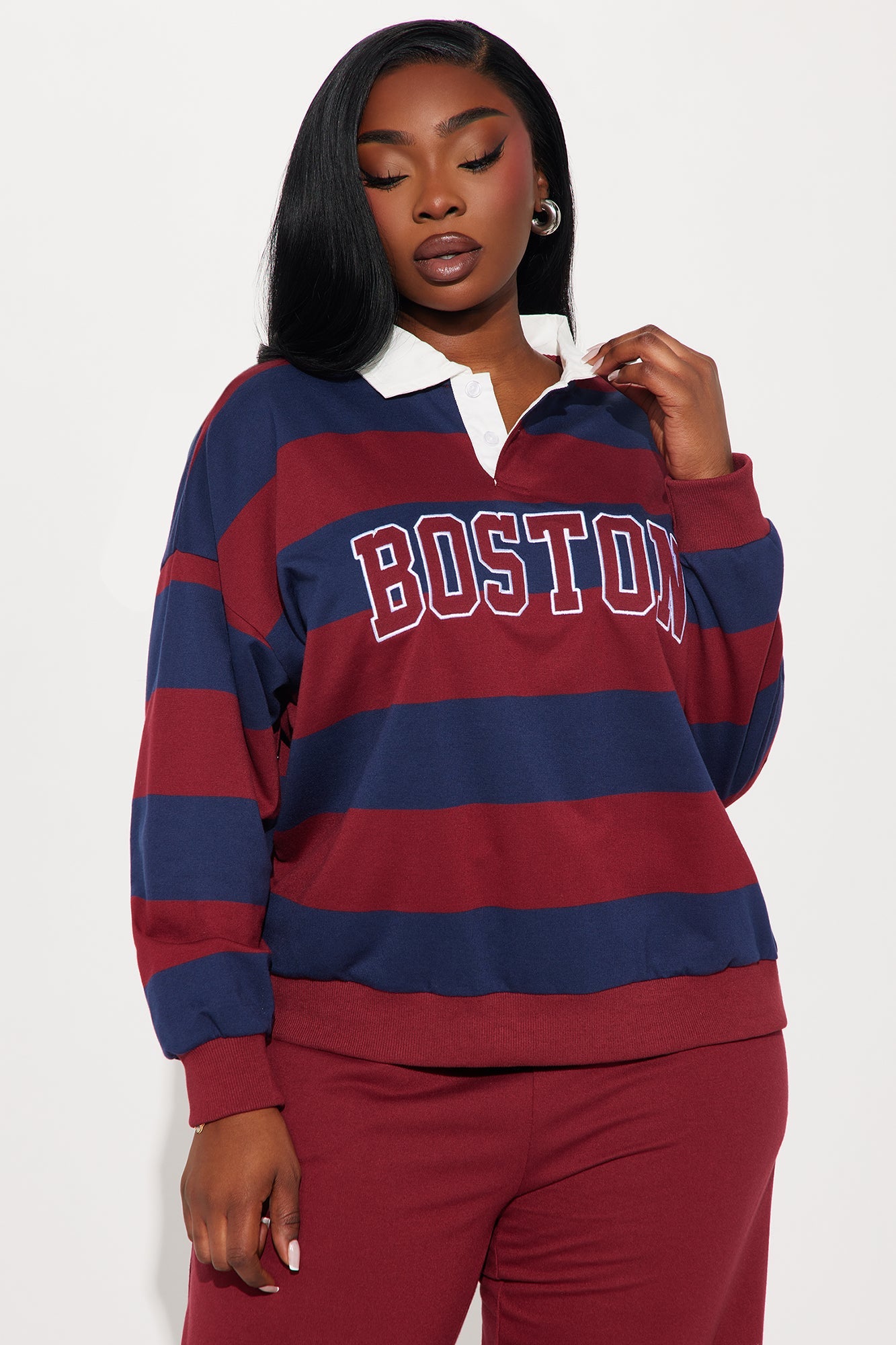 Sporty Day Wide Leg Pant Set - Burgundy