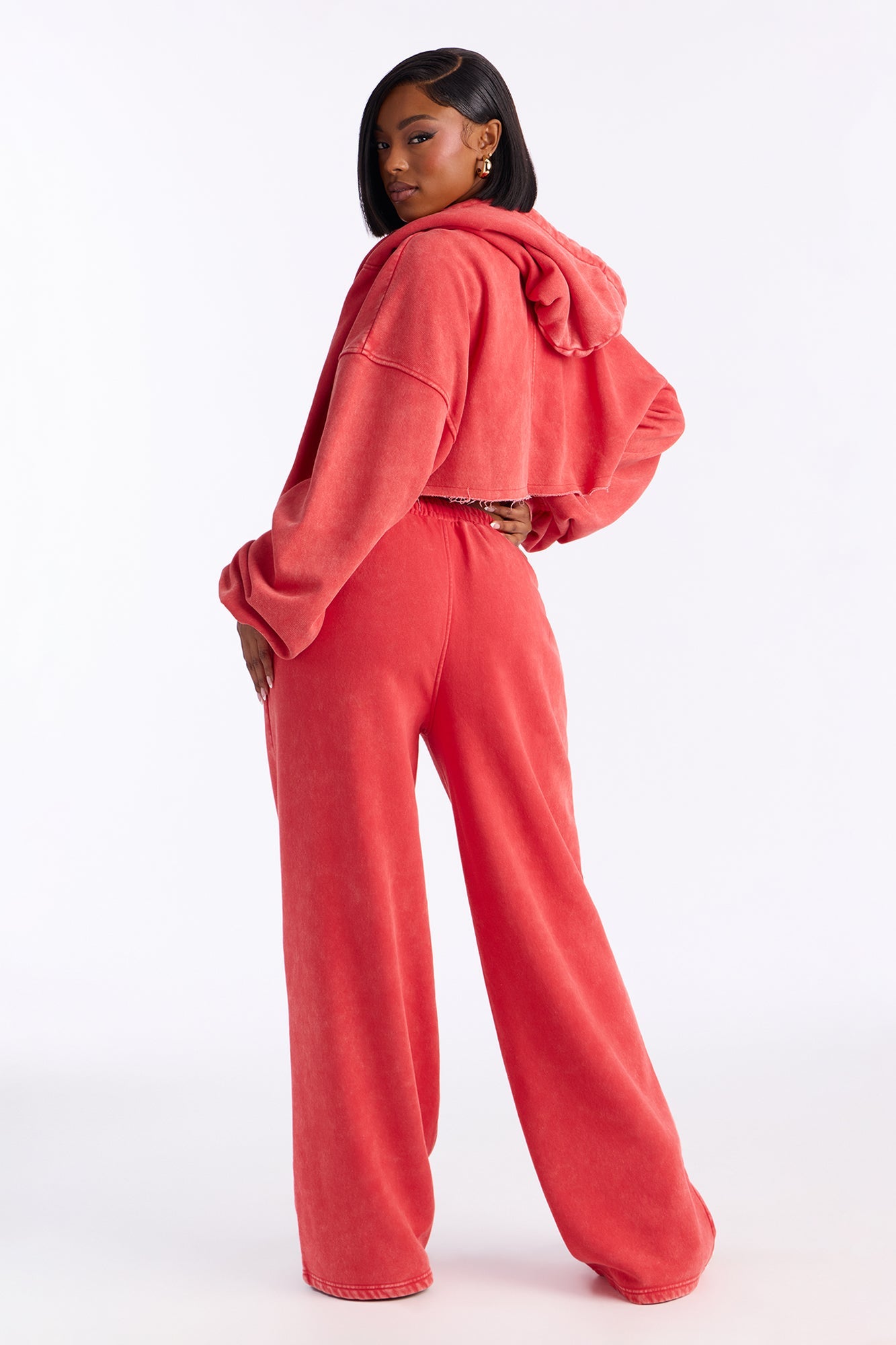 On The Go Fleece Pant Set - Red