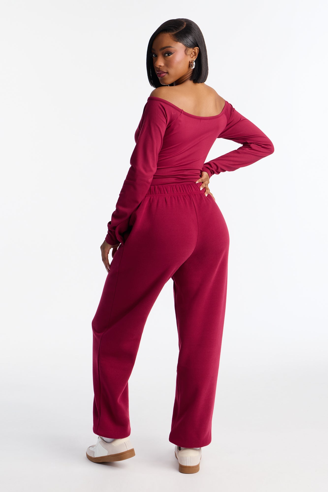 Jasmine Bodysuit Jogger Set - Wine