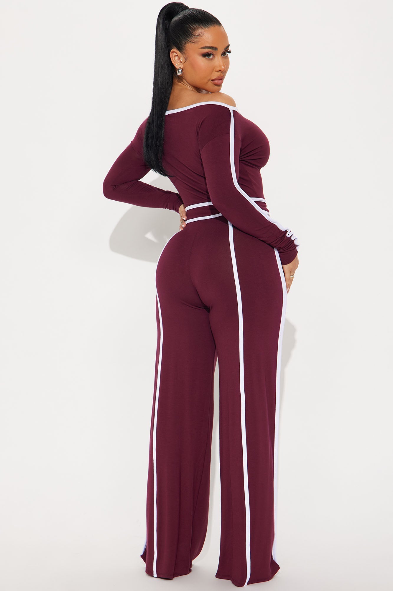 Sporty Moment Pant Set - Burgundy