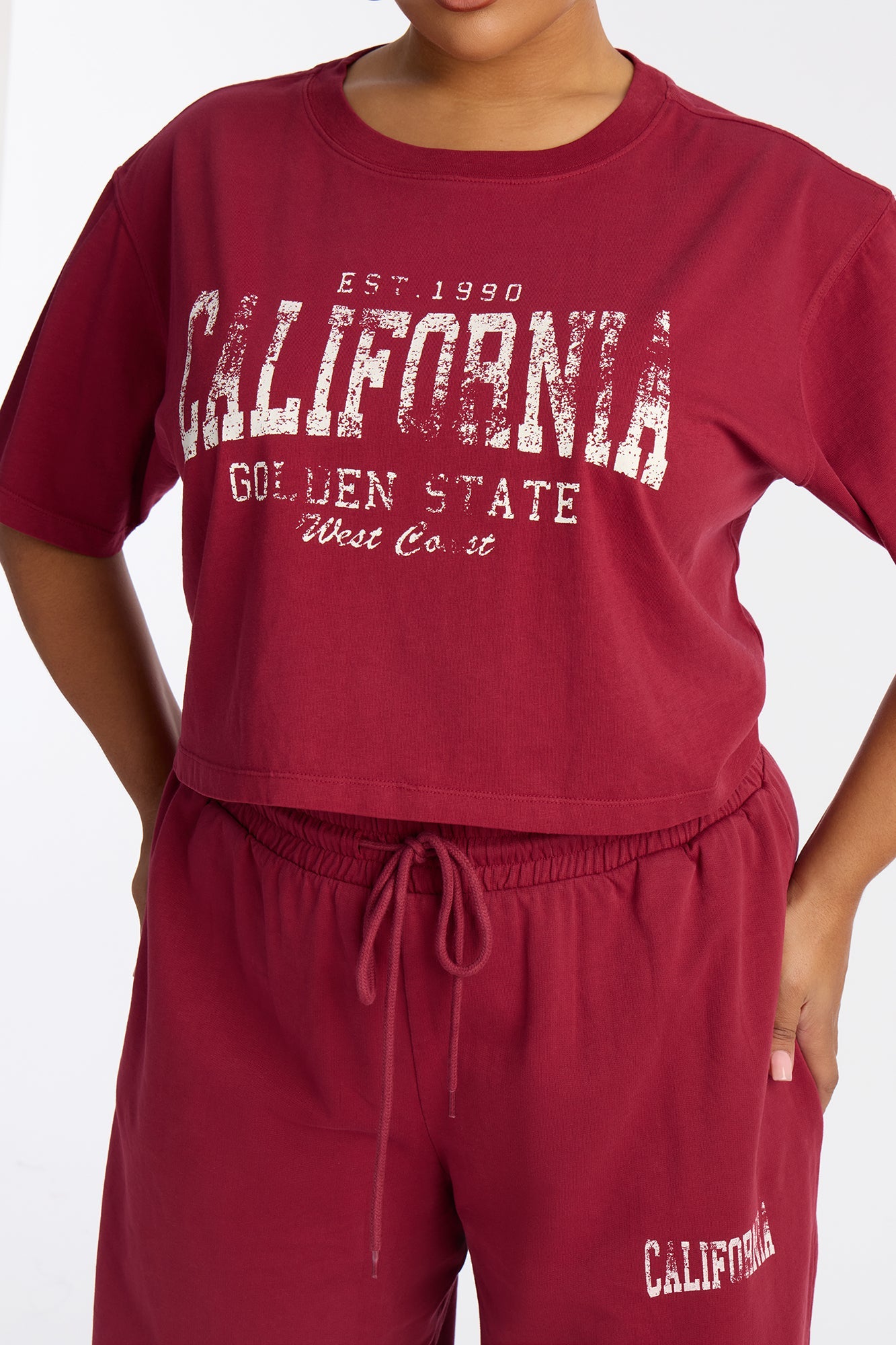 Golden Gate Wide Leg Pant Set - Burgundy
