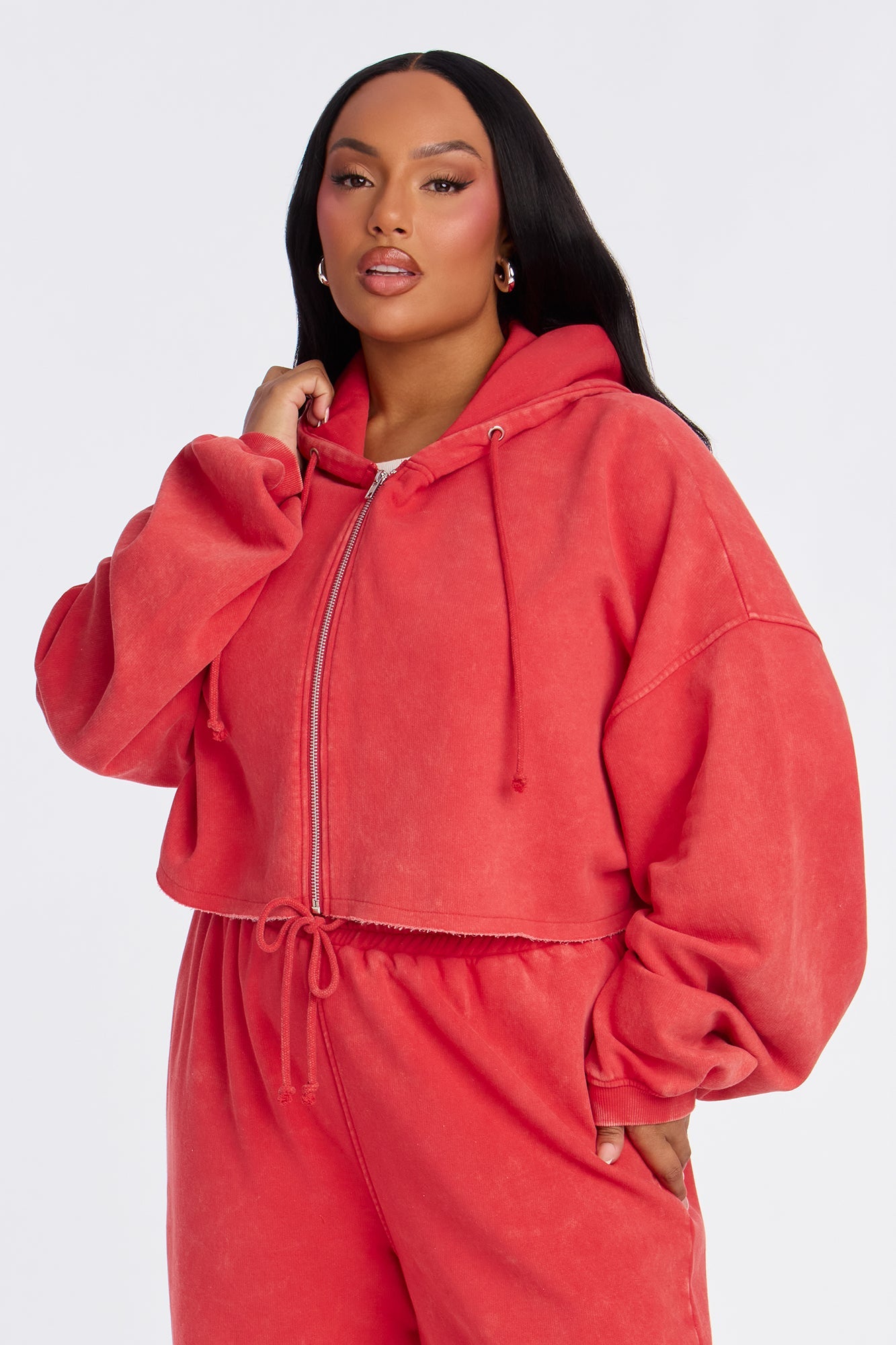 On The Go Fleece Pant Set - Red