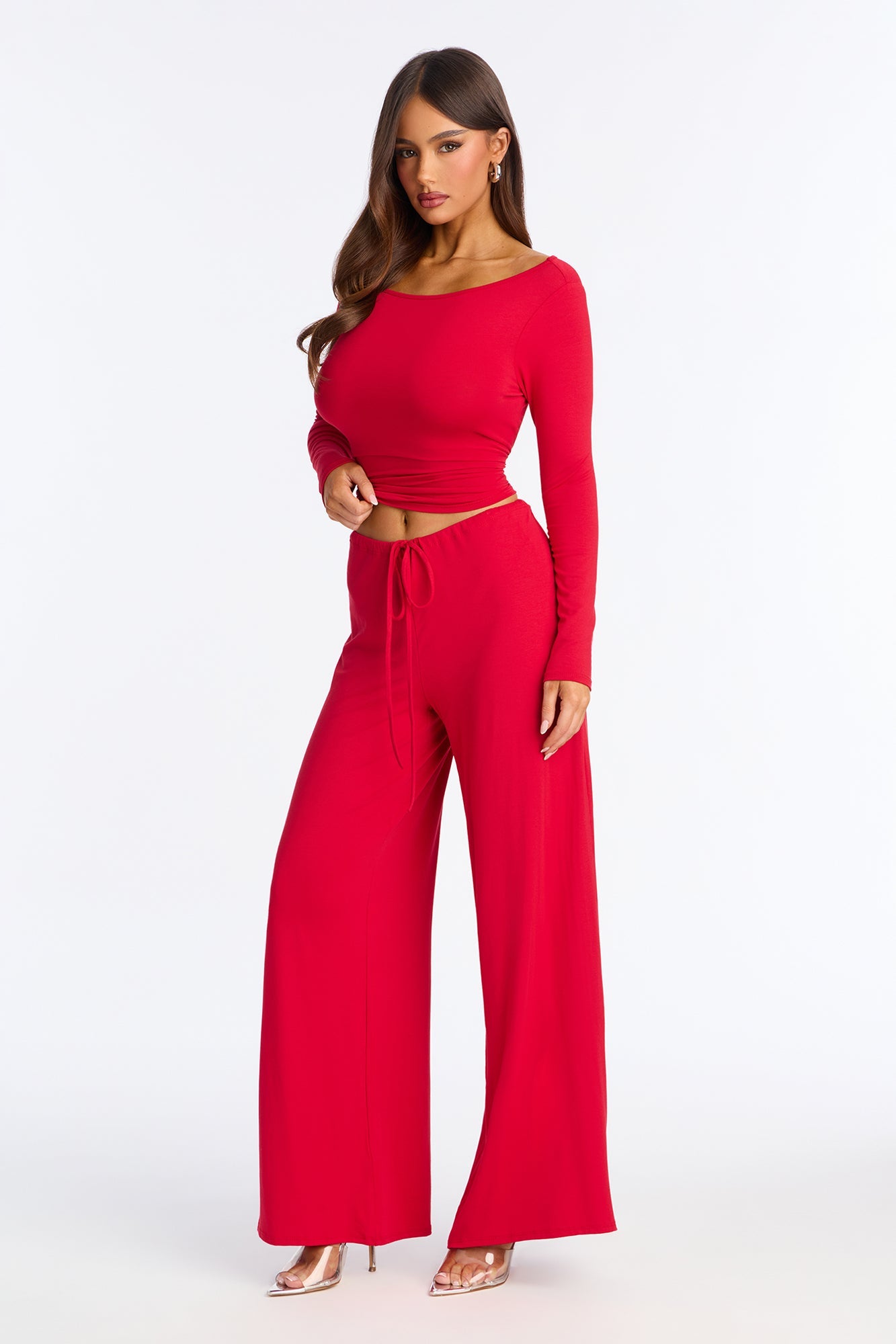 Zendaya Wide Leg Pant Set - Red