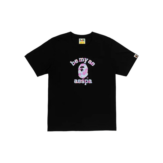 A Bathing Ape x Aespa College Relaxed Fit T-Shirt Black | 1M73-110-911-BLK