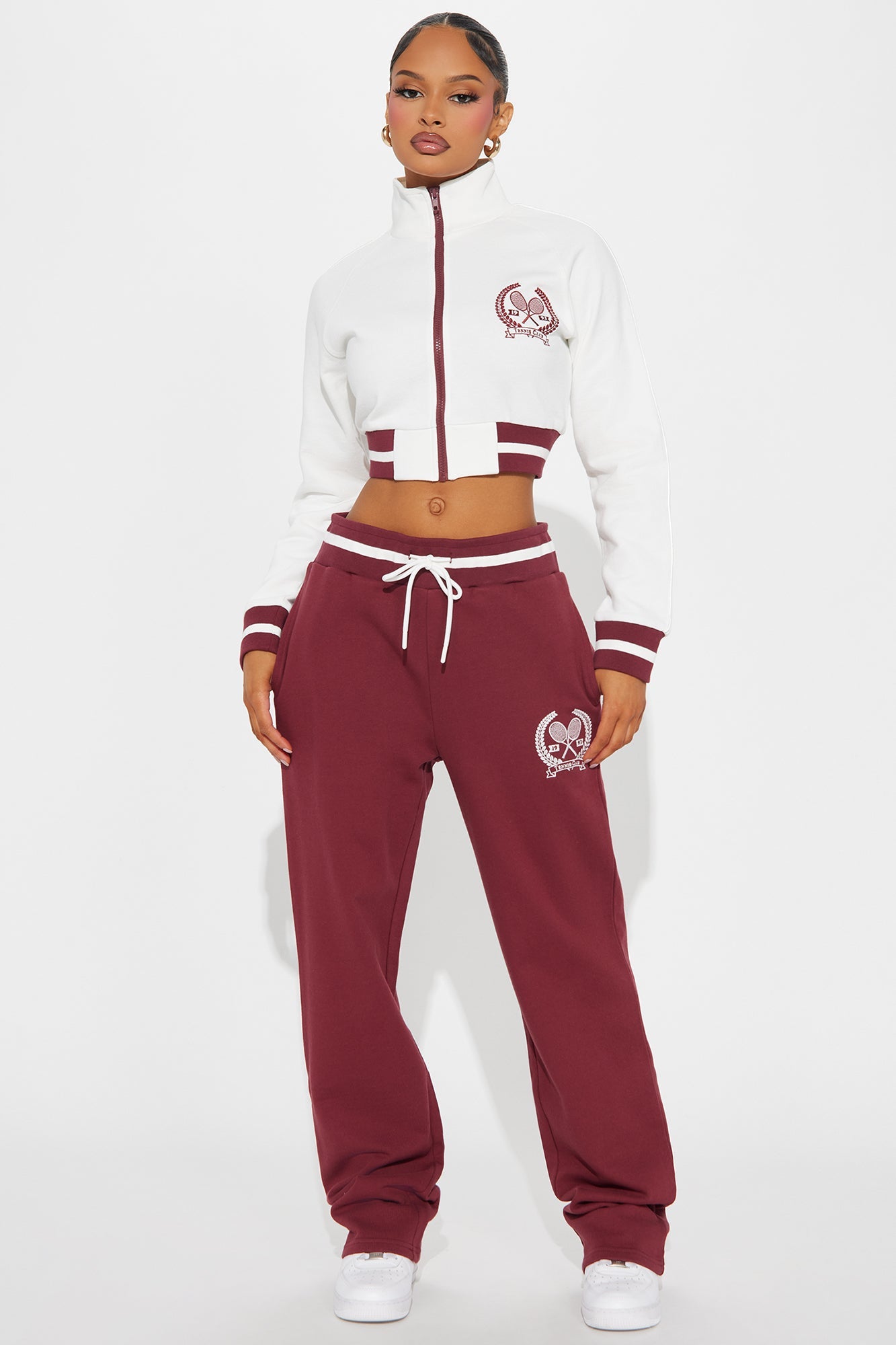 Tennis Club Track Pant Set - Burgundy