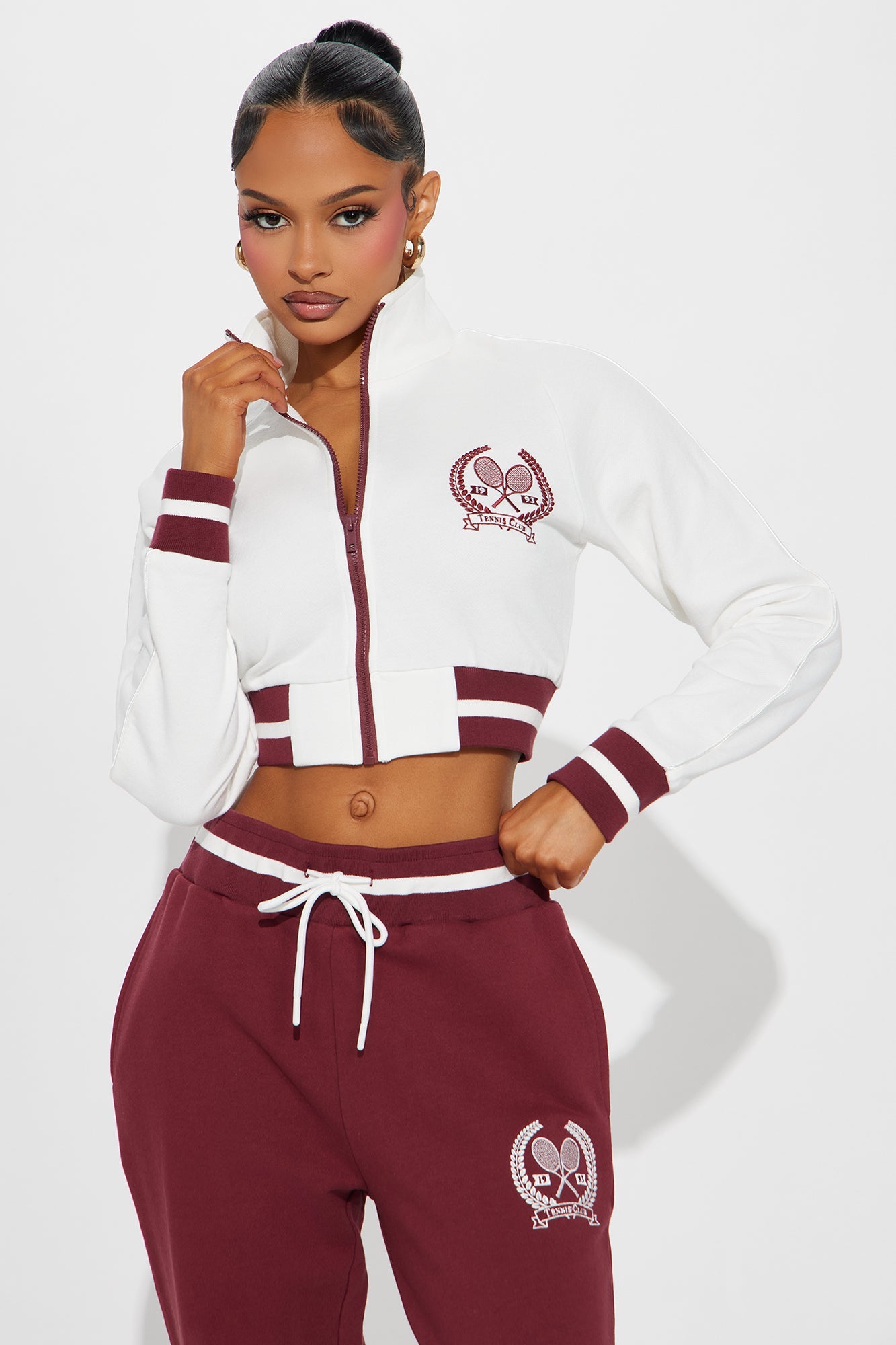 Tennis Club Track Pant Set - Burgundy