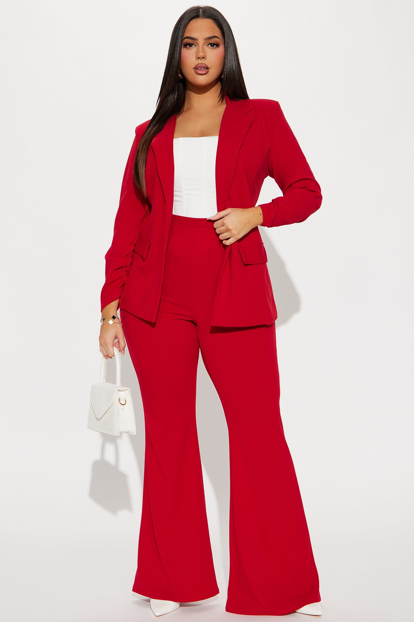 Executive Cutie Blazer Pant Set - Red