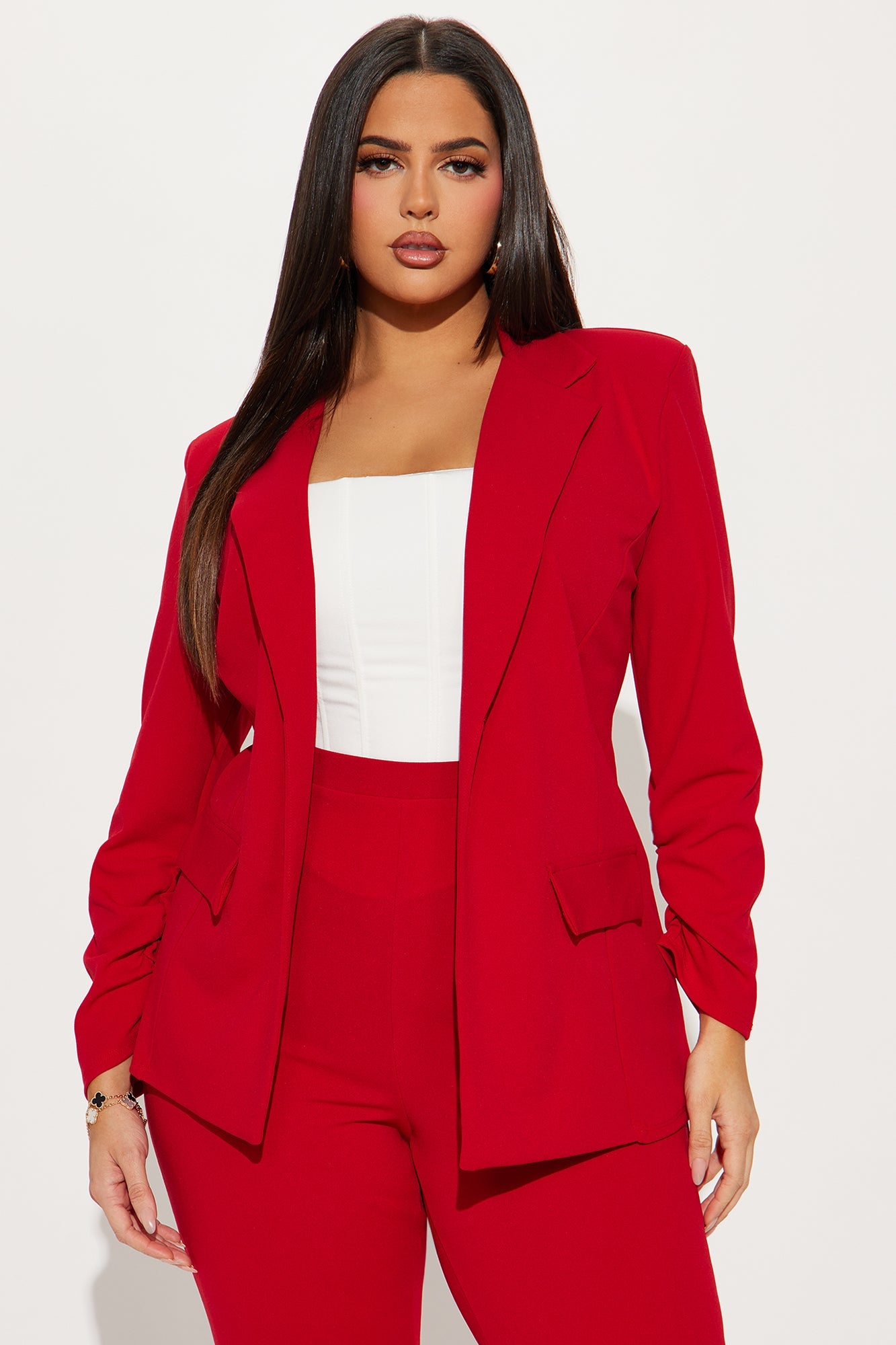 Executive Cutie Blazer Pant Set - Red