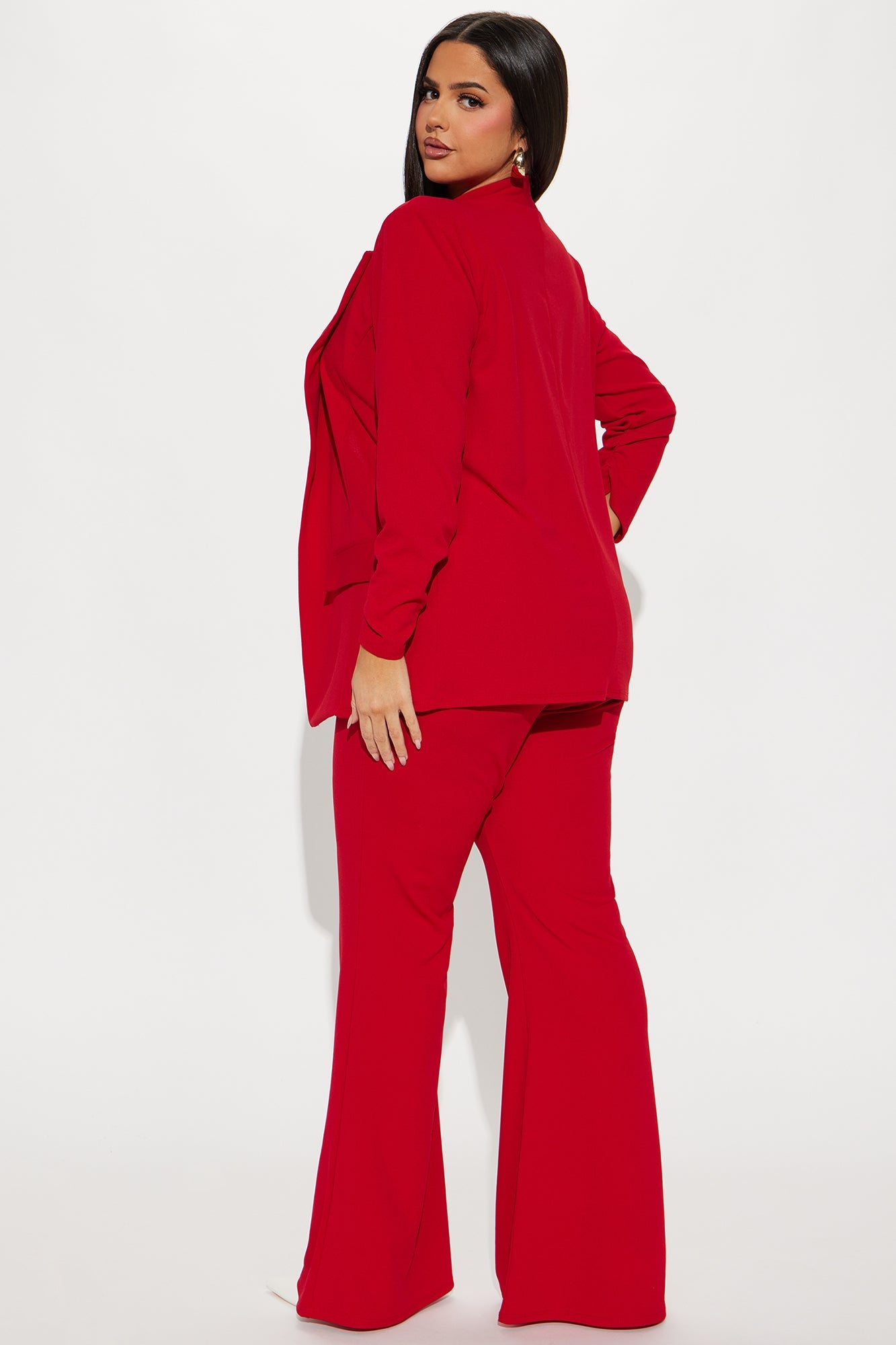 Executive Cutie Blazer Pant Set - Red