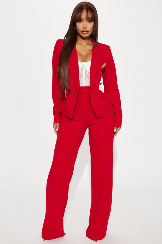 Emory Blazer and Pant Set - Red